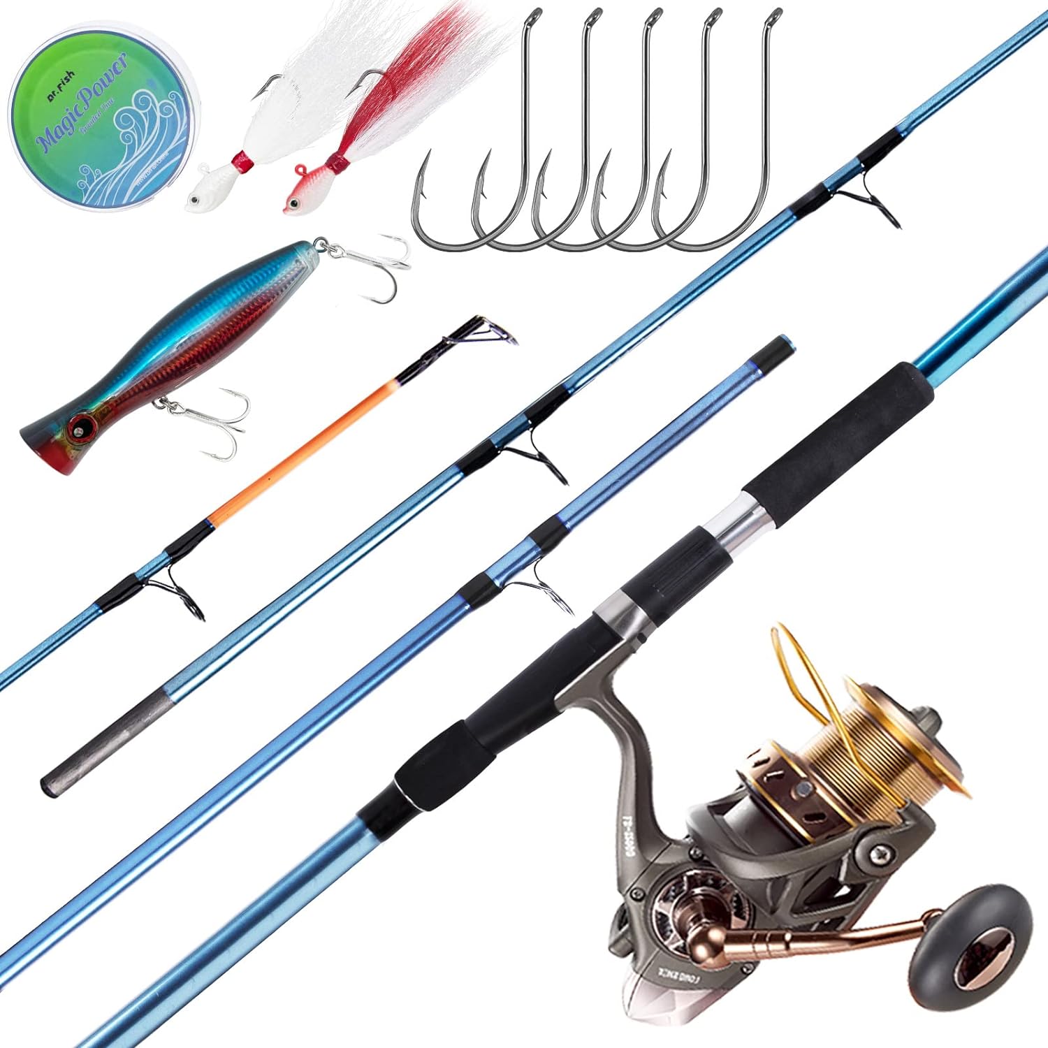 Dr.Fish Surf Fishing Rod and Reel Combos Saltwater Fishing Combo 12ft Surf Rod 10000 Surf Fishing Reel Offshore Inshore Surf Casting Fishing Pole Combo Beach Casting