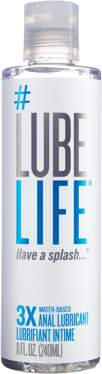 LubeLife 3X Anal Lubricant, Thicker Water-Based lube for Men, Women and Couples, Extra Protection, Non-Sticky, Smooth Glide, 8 Fl Oz