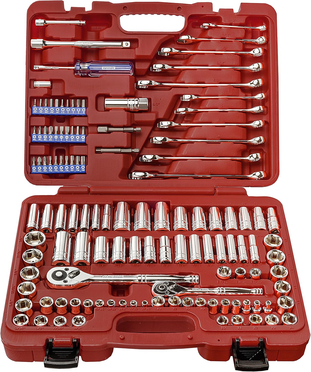 EPAuto Mechanics Tool Set Drive Socket Wrench Ratchets, SAE/Metric, 122-Piece