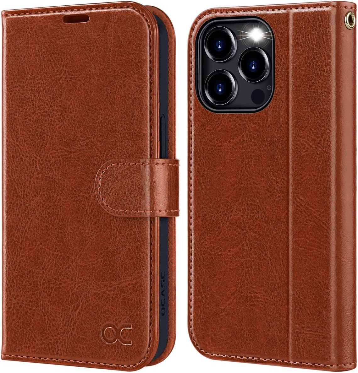 OCASE Compatible with iPhone 15 Pro Wallet Case, PU Leather Flip Folio Case with Card Holders RFID Blocking Kickstand [Shockproof TPU Inner Shell] Phone Cover 6.1 Inch 2023, Brown