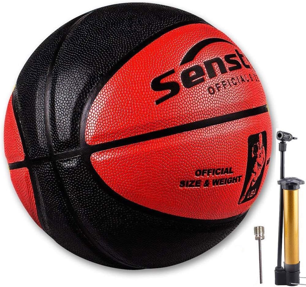 Senston 29.5'' Basketball Outdoor Indoor Rubber Basketball Ball Official Size 7 Street Basketball with Pump