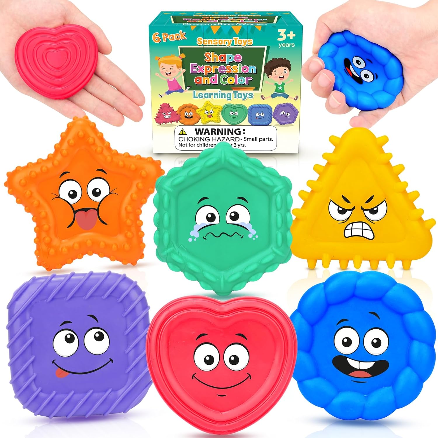 Sensory Toys for Kids Toddlers - Social Emotional Feelings Toys for Special Needs, Texture Shapes Learning Tactile Toy Preschool Classroom Must Haves, Calm Down Sensory Toys for Autistic Children