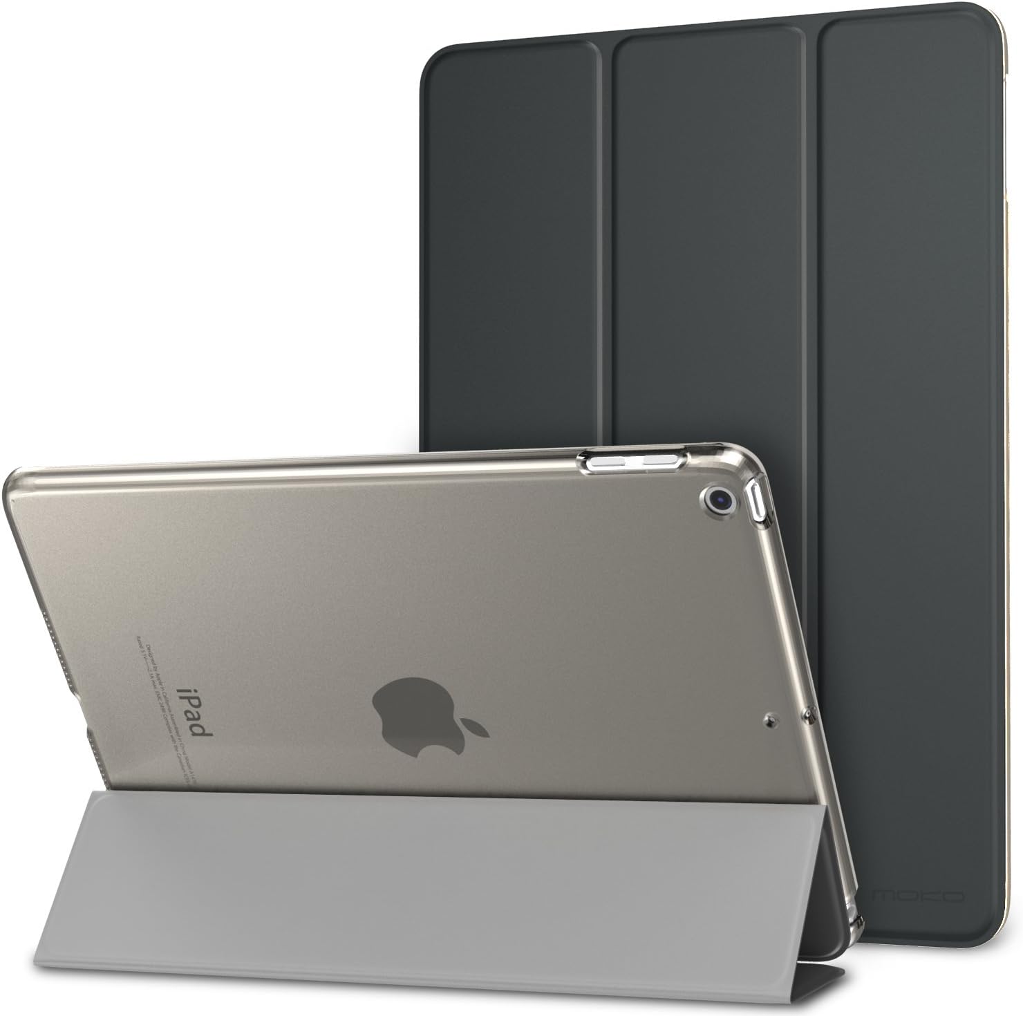 MoKo Case Fit 2018/2017 iPad 9.7 6th/5th Generation - Slim Lightweight Smart Shell Stand Cover with Translucent Frosted Back Protector Fit Apple iPad 9.7 Inch 2018/2017, Space Gray(Auto Wake/Sleep)