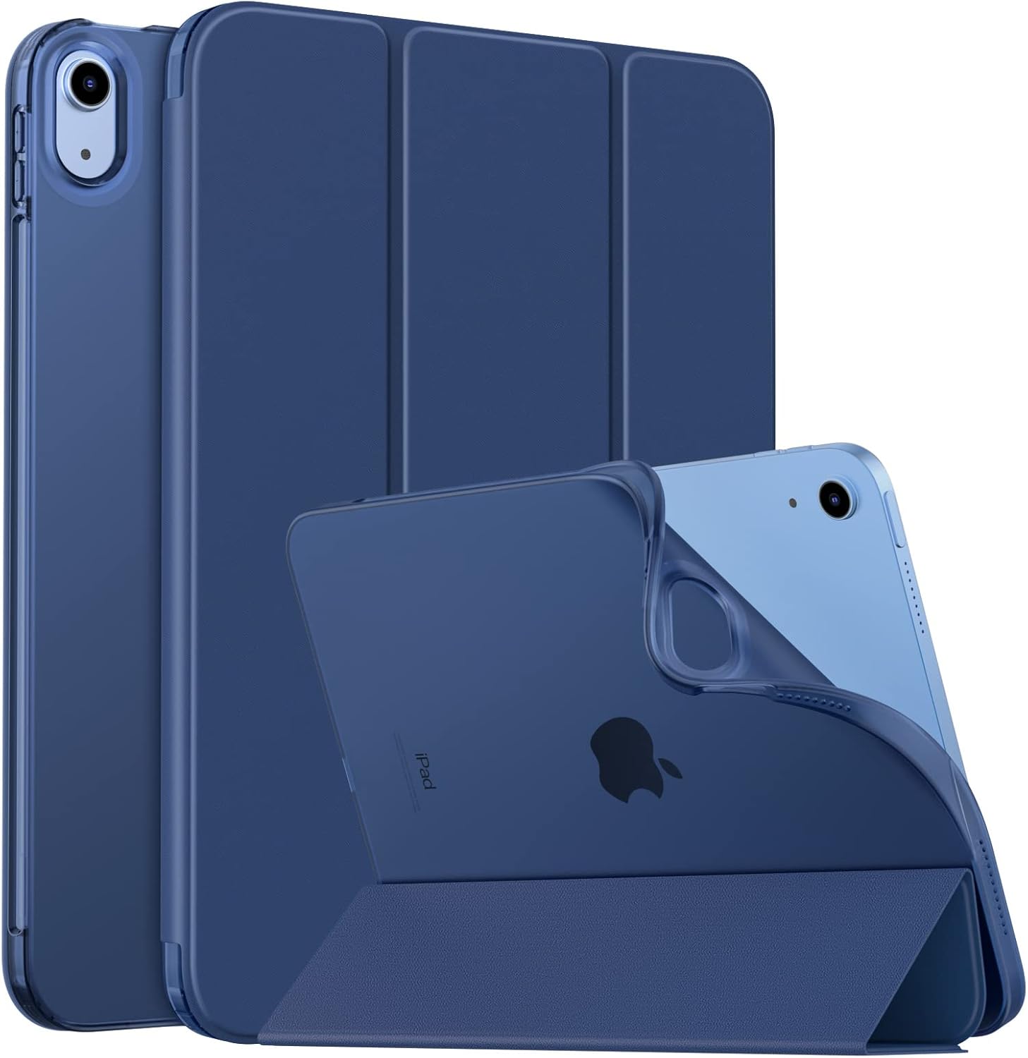 MoKo Case for New iPad 10th Generation Case 2022, iPad 10.9 Case with TPU Translucent Frosted Back Cover, Slim Shell Stand Protective Case, Navy Blue