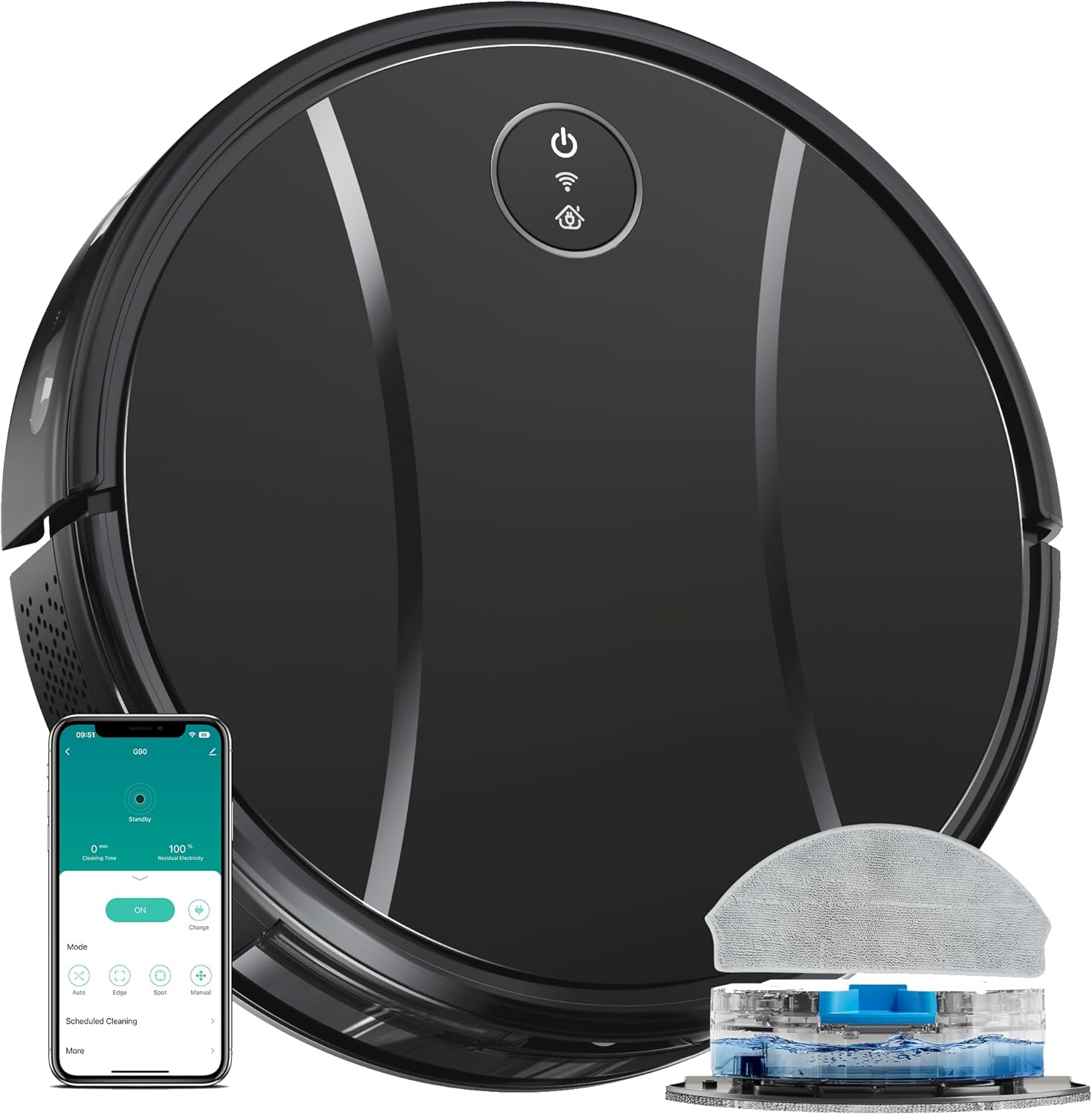 Robot Vacuum and Mop Combo, 4200Pa Powerful Robotic Vacuum Cleaner with Self-Charging, Home Automatic Robot Aspiradora for Hardwood Floor, Low Carpet, Pet Hair, App&Voice&Remote Control