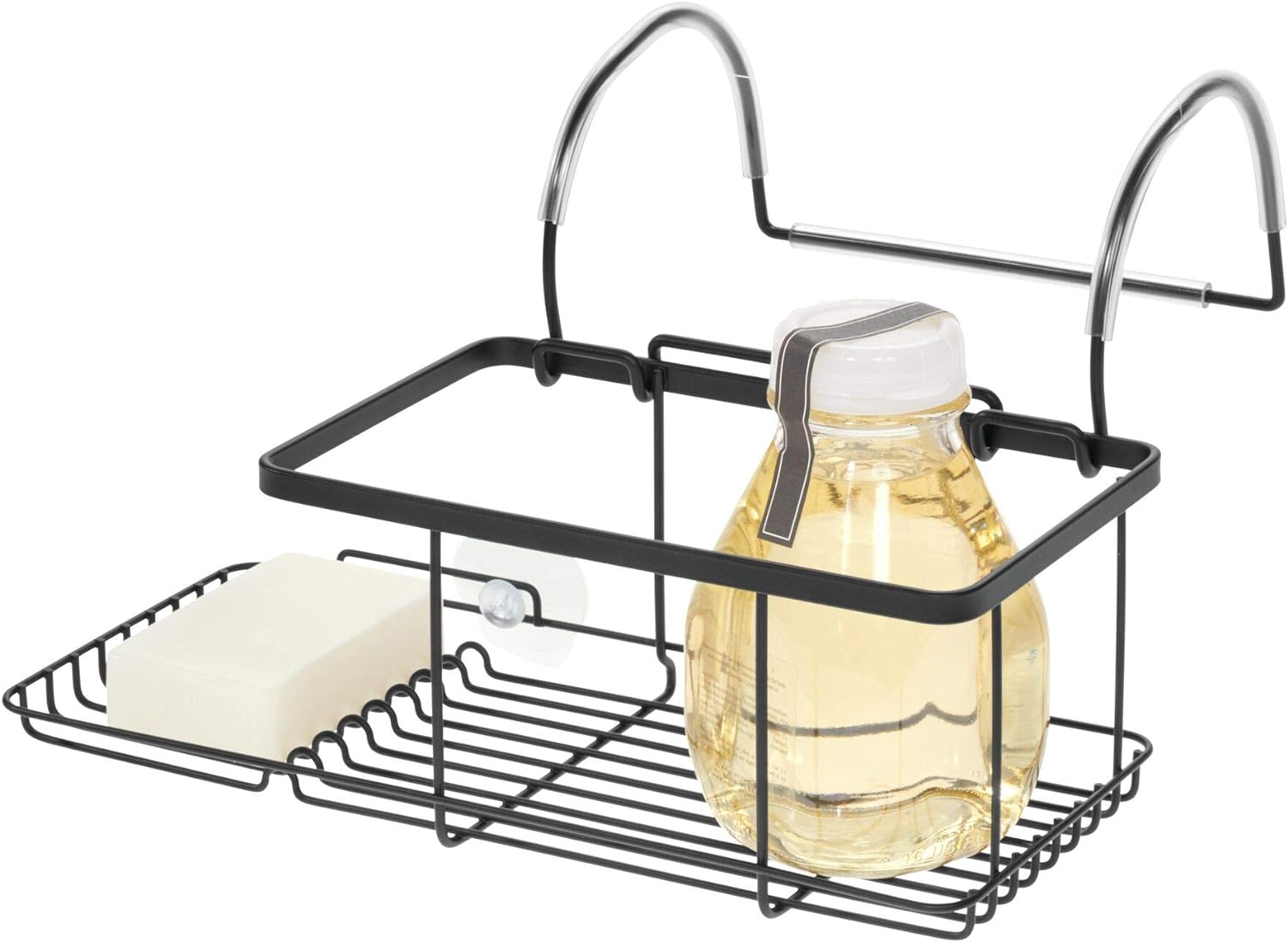 iDesign Metal Over the Bath Caddy Basket, The Everett Collection  12.08 x 10.2 x 6.64, Matte Black