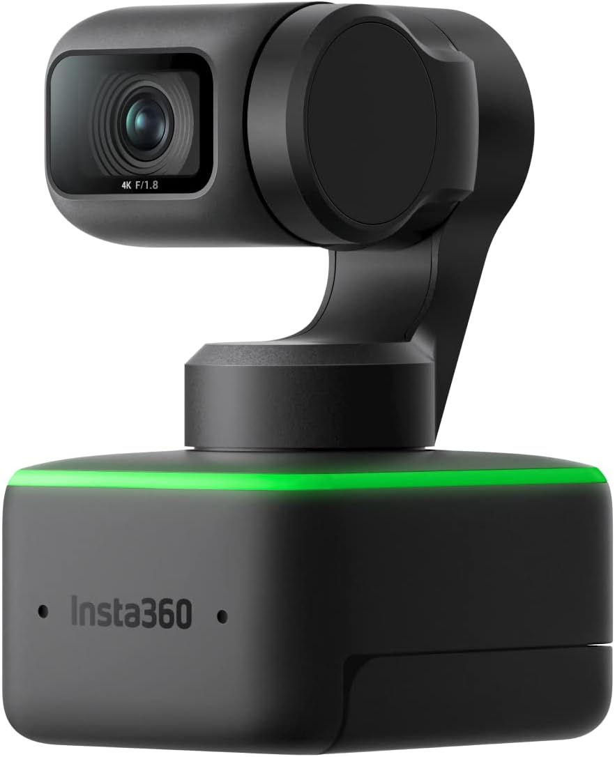 Insta360 Link - PTZ 4K Webcam with 1/2" Sensor, AI Tracking, Gesture Control, HDR, Noise-Canceling Microphones, Specialized Modes, Webcam for Laptop, Video Camera for Video Calls, Live Streaming