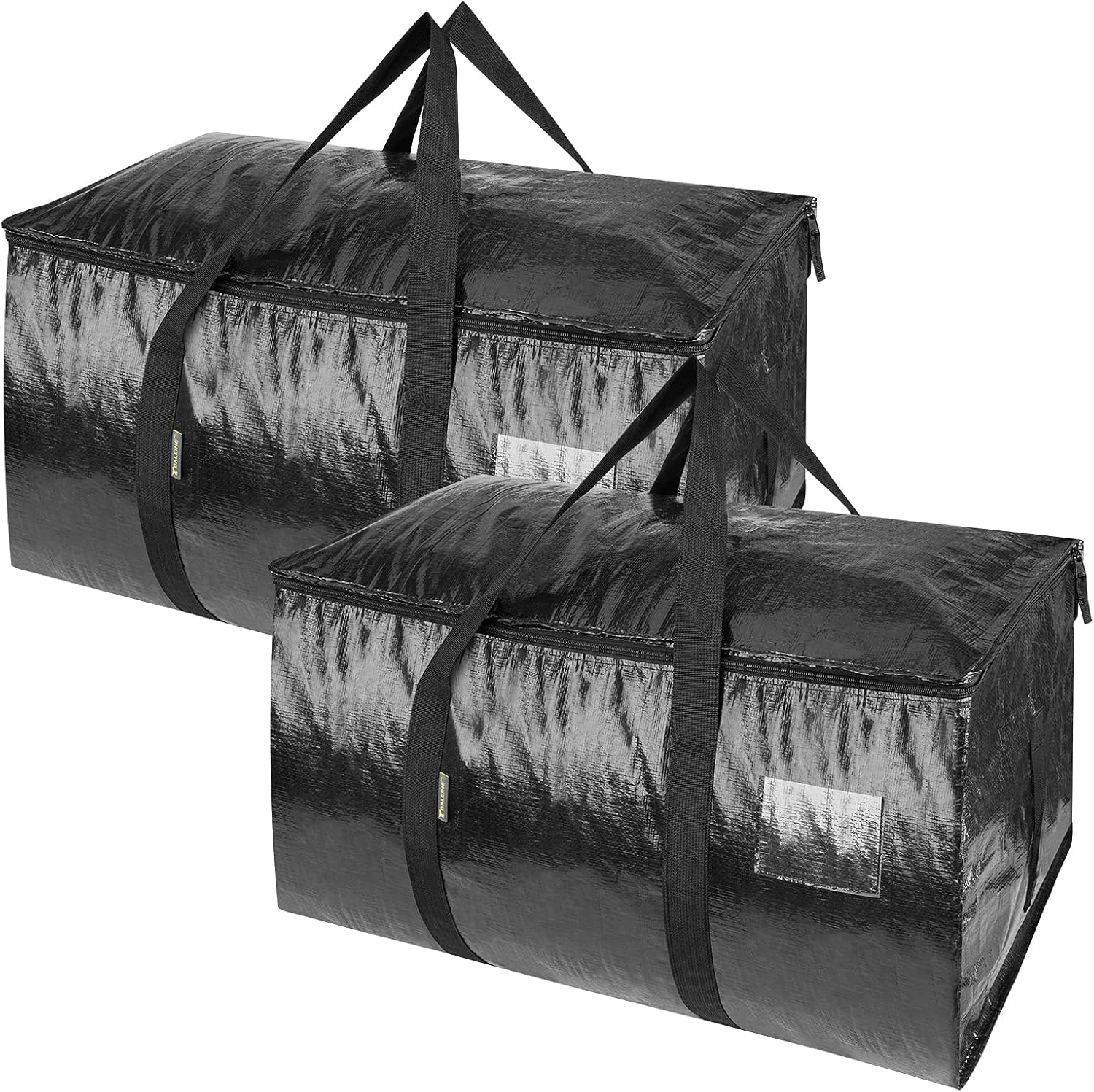 BALEINE 2-Pack Oversized Moving Bags with Reinforced Handles, Heavy-Duty Storage Tote for Clothes, Moving Supplies (Black, 2-Pack)