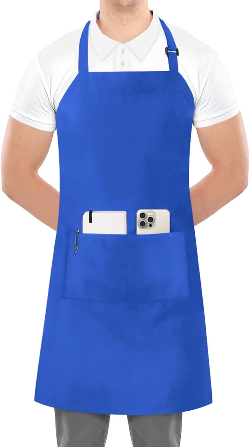 Utopia Kitchen 2 Pack Bib Apron, Adjustable with 2 Pockets, Water and Oil Resistant, Cooking Kitchen Chef Apron for Women Men