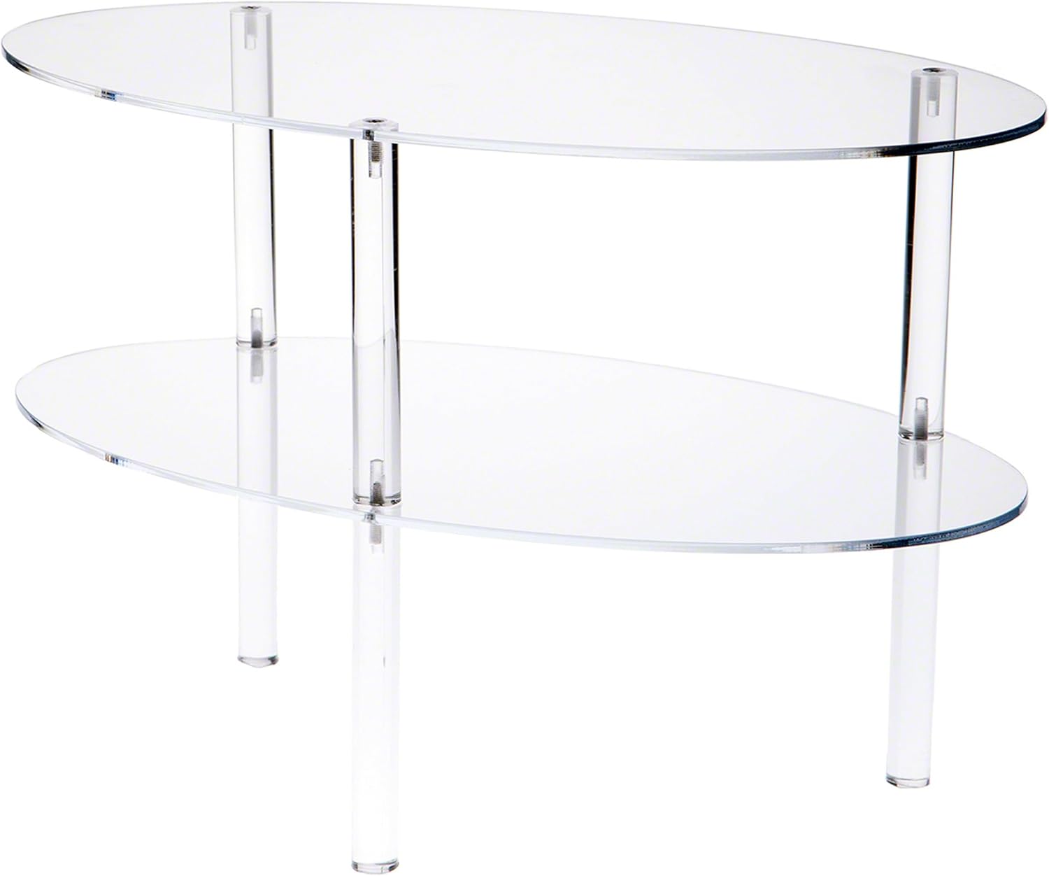 Plymor Clear Acrylic Oval Double Shelf Display, 18 W x 10 D x 12.25 H