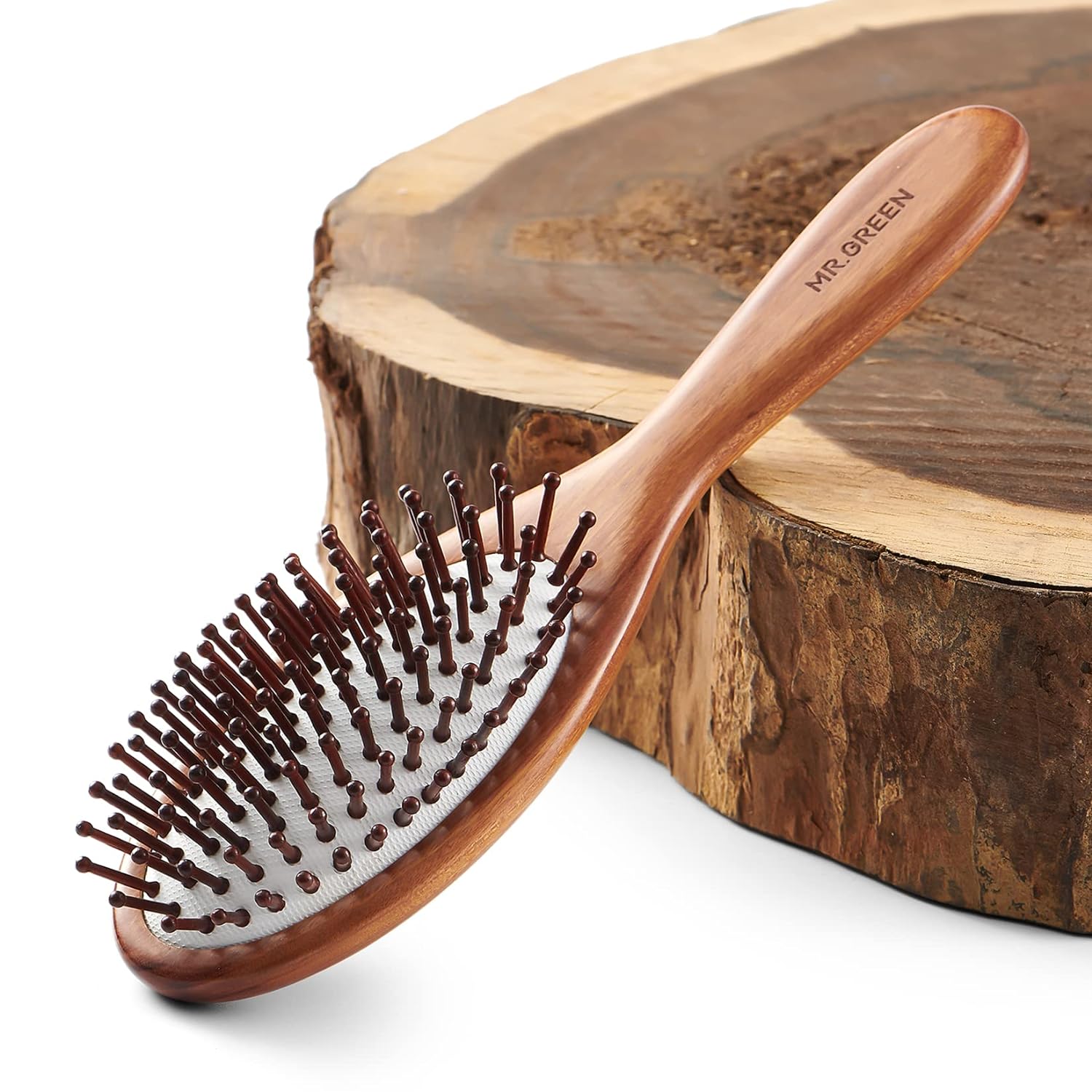 MR.GREEN Hair Brush Nature Wooden Anti-Static Detangle Brush Hair Scalp Massage Comb Air Cushion Styling Tools for Women Men Multi-colored