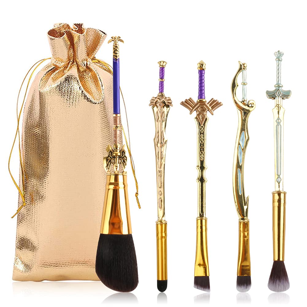 The Legend of Makeup Brushes Set, WeChip Second Generation 5PCS Ocarina of Time Breath of the Wild Eyeshadow Eyebrow Blush Highlight Brushes for Women