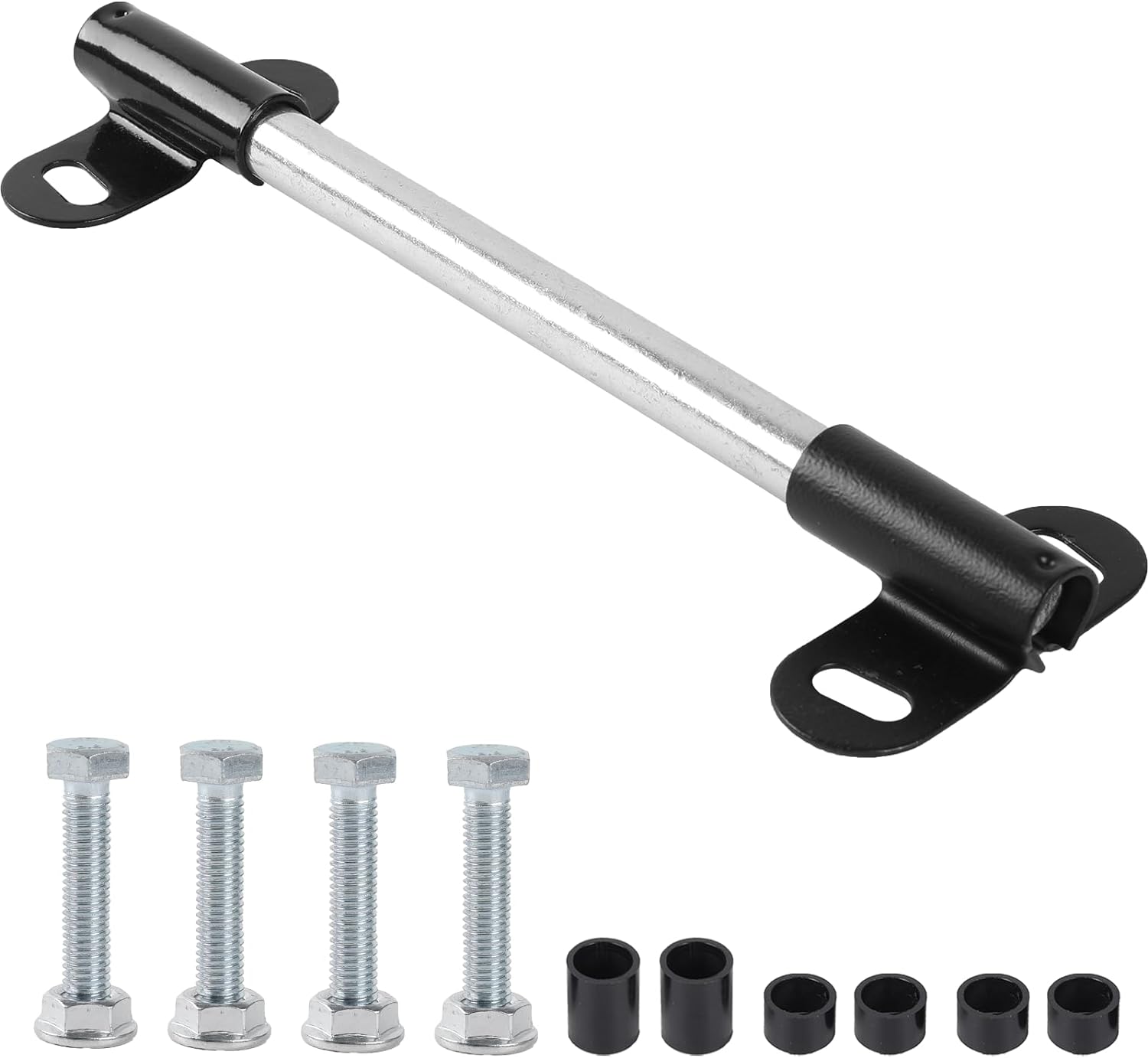 AR-PRO (1-Set) Heavy-Duty Wheelbarrow Axle Bracket Set - 10 x 0.63 Wheelbarrow Axle Shaft and 2.1 x 3.3 Brackets - Compatible with 5/8 Hole Wheelbarrow Axles - Includes Bolts Nuts, Nylon Spacers