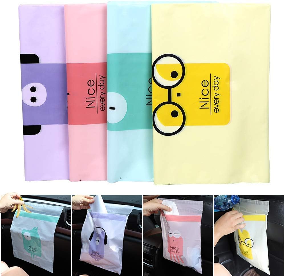 60PCS Easy Stick-On Disposable Car Trash Bag, Leakproof Vomit Bag, Beautiful Kitchen Storage Bag, Durable, Suitable for Cars, Kitchens, Bedrooms, Study Rooms, Travel, Camping, Office Spaces