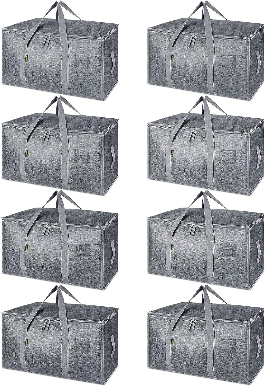 BALEINE 8-Pack Oversized Moving Bags with Reinforced Handles, Heavy-Duty Storage Tote for Clothes, Moving Supplies (Winter Grey, 8-Pack)