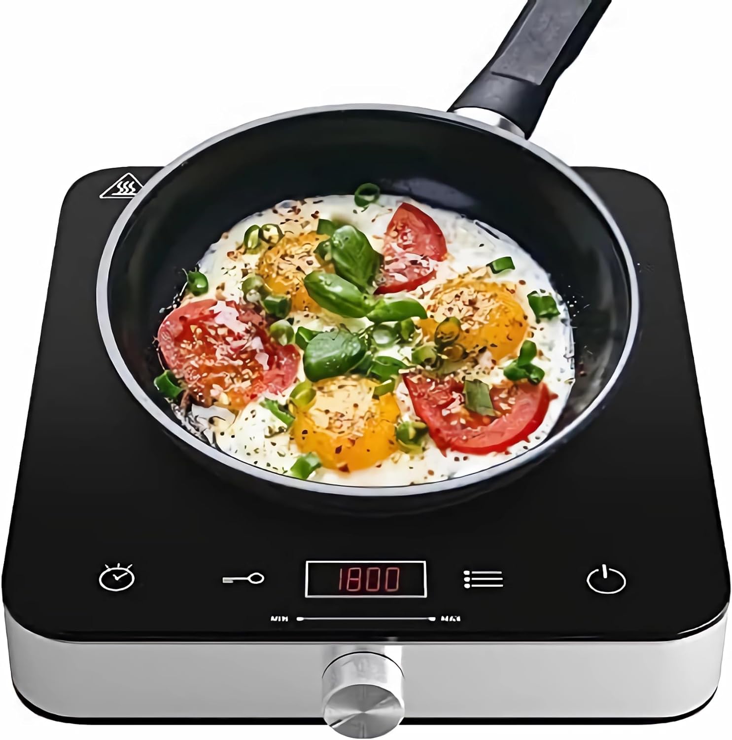 Induction Cooktop Burner, 1800W Single Burner Induction Cooktop, 10 Temperature 9 Power Settings Portable Electric Countertop Burner Knob Stove with Child Safety Lock & Timer