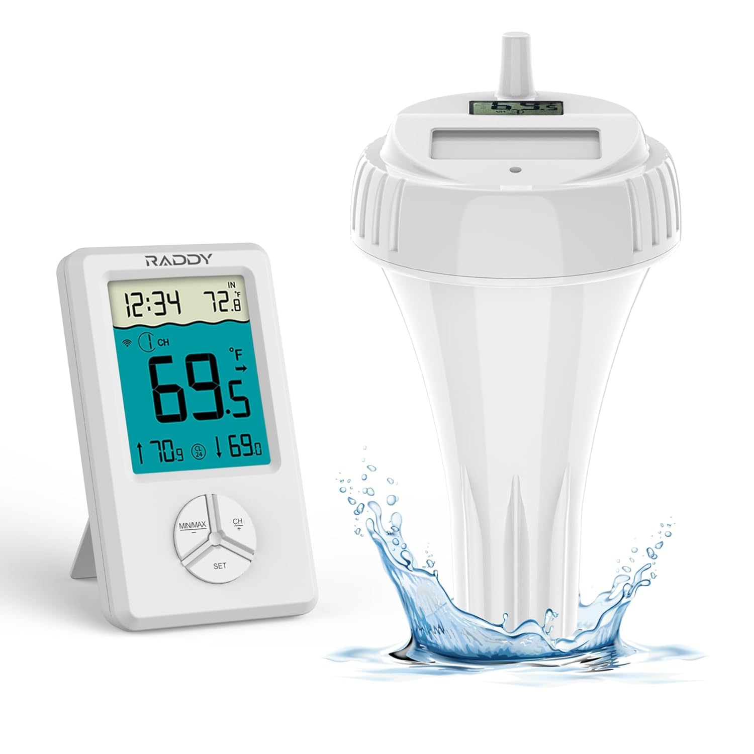 PT-1 Pool Thermometer Floating Easy Read Wireless Digital Water Thermometer for Indoor and Outdoor Swimming Pools Hot Tubs Pond Bath Aquariums