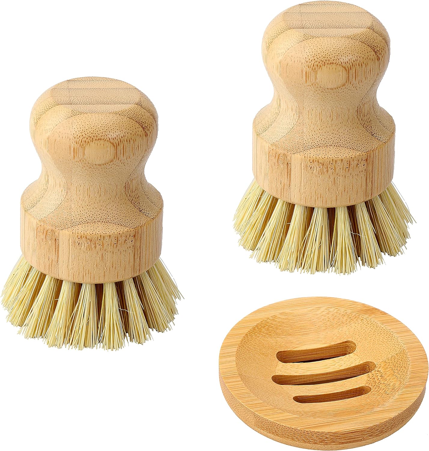 Bamboo Dish Scrub Brush, Kitchen Dish Scrubber Brush Set for Cleaning Dishes,Sink, Cast Iron Pan/Pot