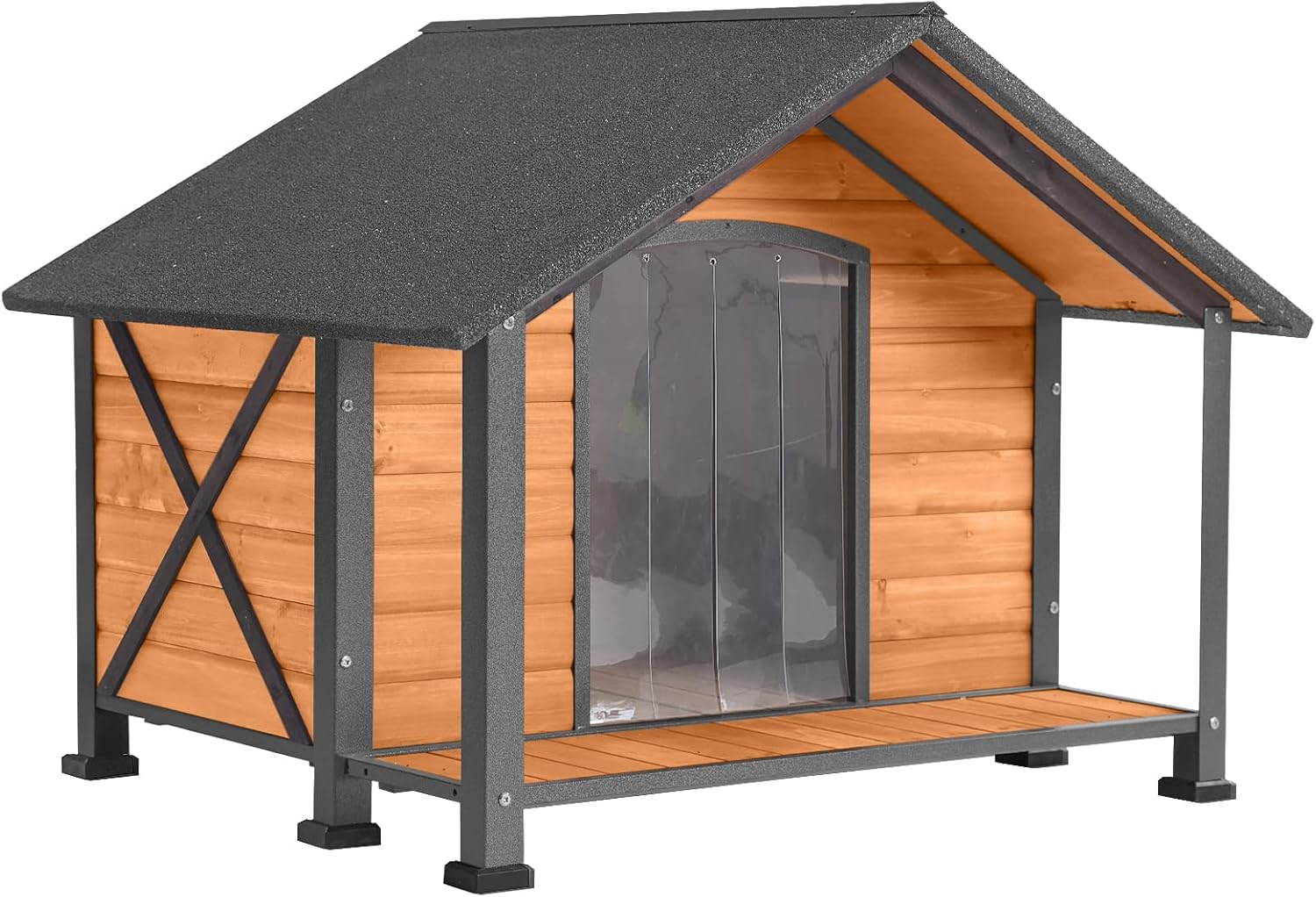 Dog House Outdoor & Indoor Unique All-Around Iron Frame Dog Kennel for Winter with Raised Feet for Small & Medium & Large Dogs,Weatherproof Roof (40.6 L34.3W31.5H)