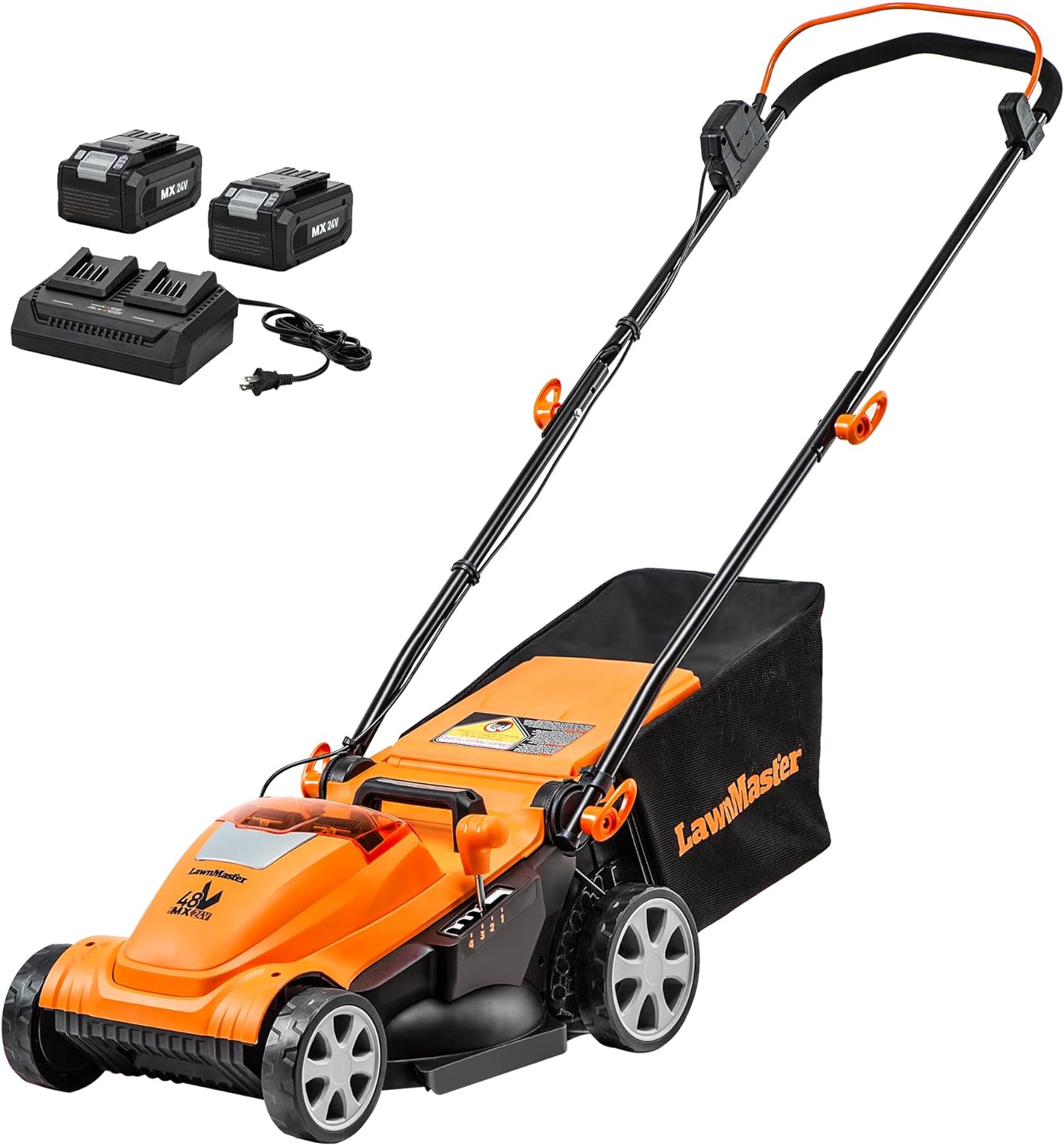 LawnMaster CLMF4815E 48V MAX* 15-inch Brushless Cordless Mower with 2X24V MAX* 4.0Ah Battery and a Dual Charger