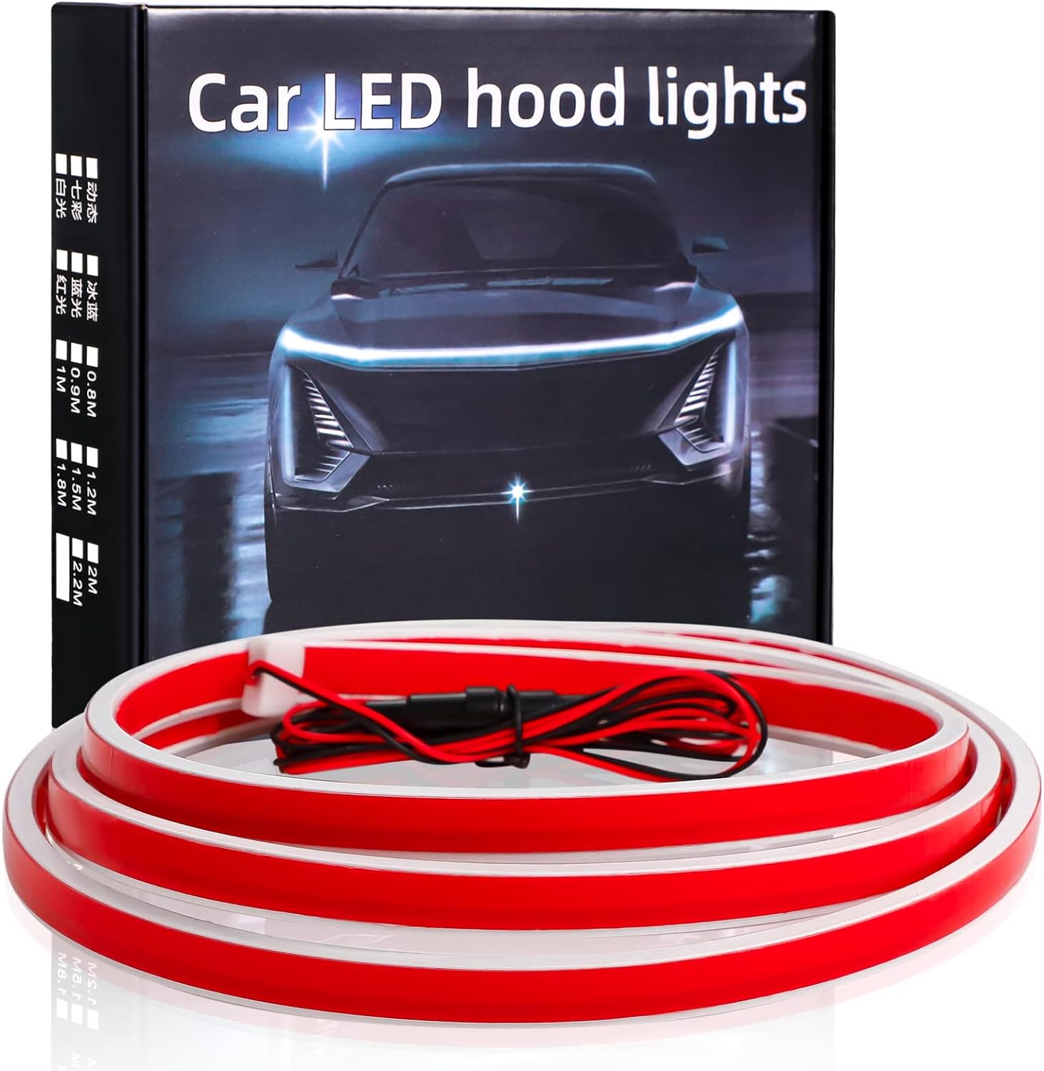 71 Inches Car Hood Light Strip,Dynamic Car LED Strip Light,Exterior Flexible Daytime Running Light Strip for Car,SUV (White Light)