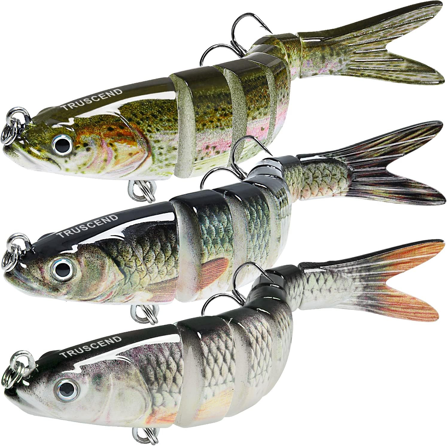 TRUSCEND Fishing Lures for Freshwater and Saltwater, Lifelike Swimbait for Bass Trout Crappie, Slow Sinking Bass Fishing Lure, Amazing Fishing Gifts for Men, Must-Have for Family Fishing Gear