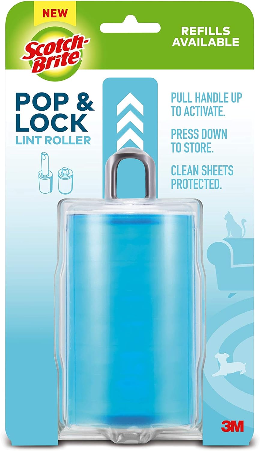 Scotch-Brite Pop & Lock Retractable Lint Roller, 60 Sheets