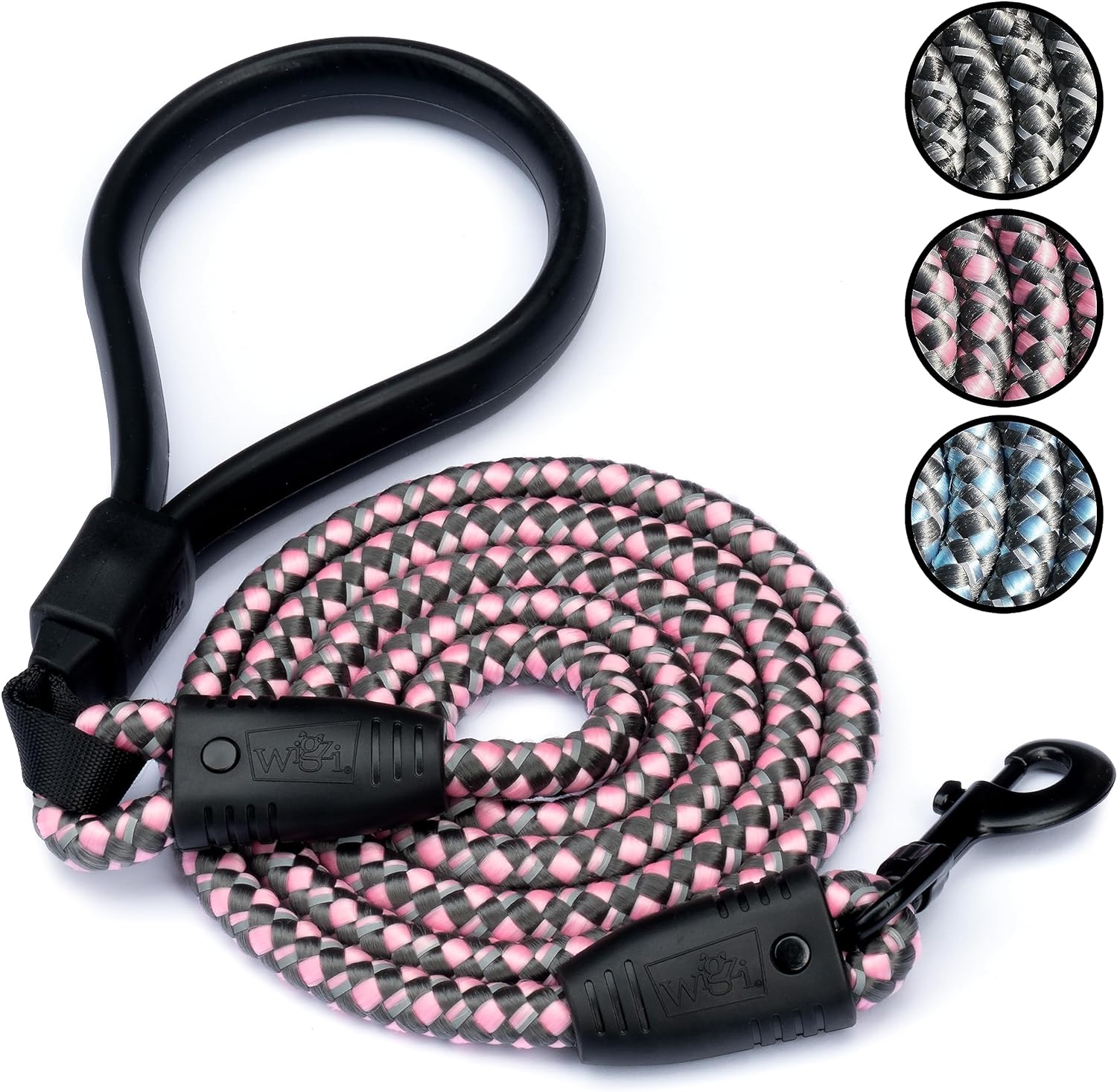 Wigzi - Flex Walk, Heavy Duty Dog Leash, 360 Soft Cushion Flexible Silicon Handle, Reflective Bungee Dog Lead, 6 Feet Long Thick Rope, Training Service Dog Essentials,Small, Medium & Large Breeds,Pink