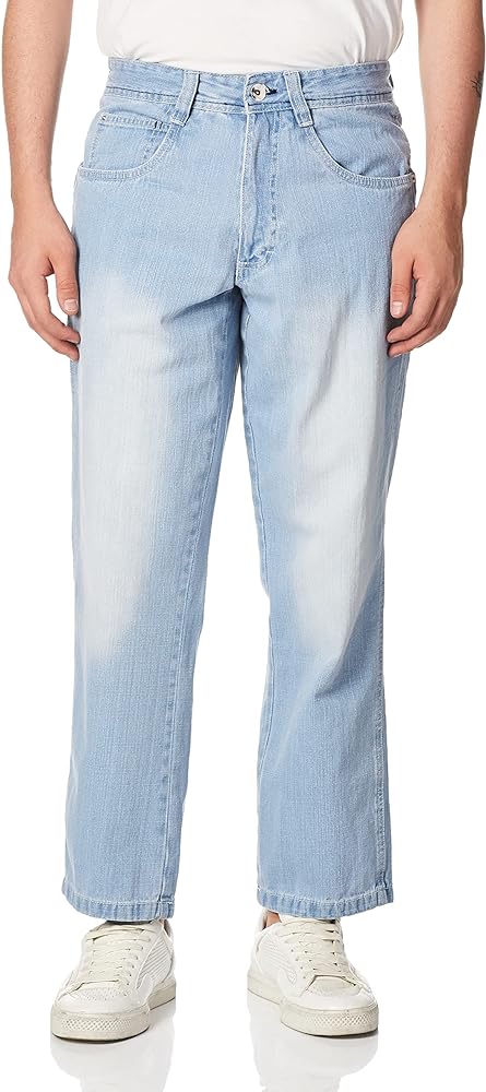 Southpole Men's Straight Relaxed-Fit Cross Hatch Denim