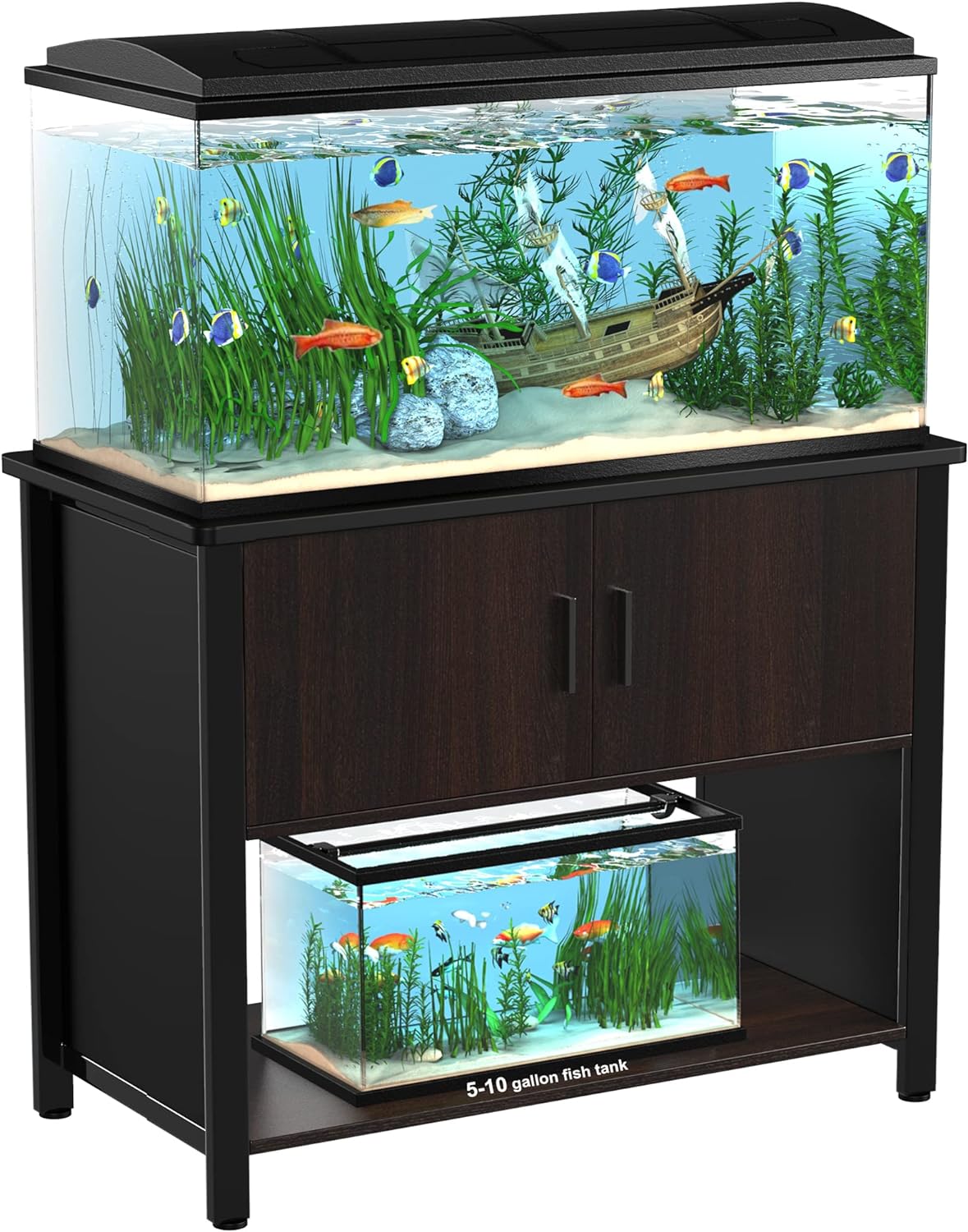 GDLF Metal Aquarium Stand with Cabinet for Fish Tank Accessories Storage, 40 Gallon, Turtle/ Reptile Terrariums