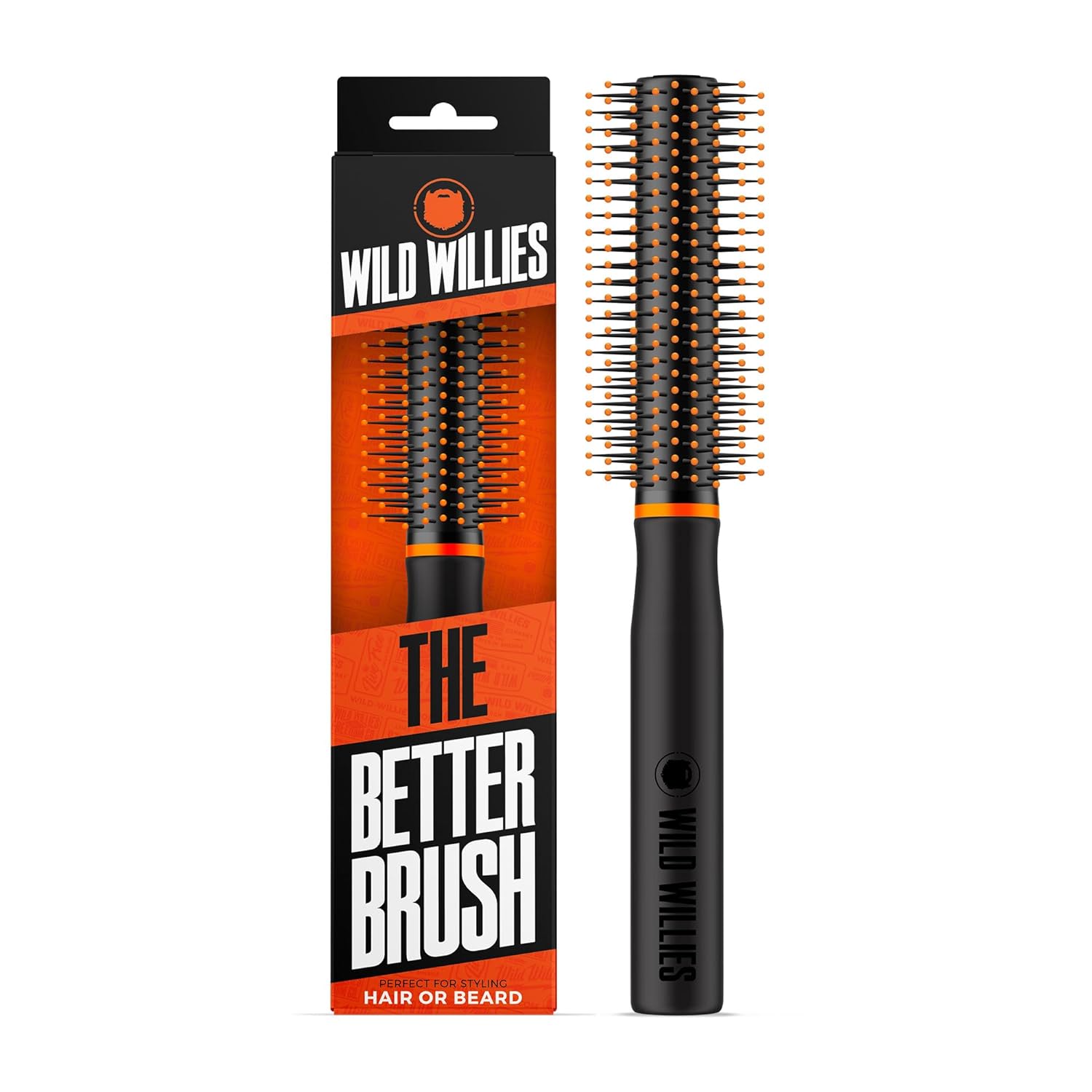 Wild Willies Round Brush, The Better Brush - Round Hair Brush Perfect for Styling Hair or Beard, All Hair Types - Heat-Resistant Curling Round Brush for Blow Drying - Wet & Dry Beard Brush for Men