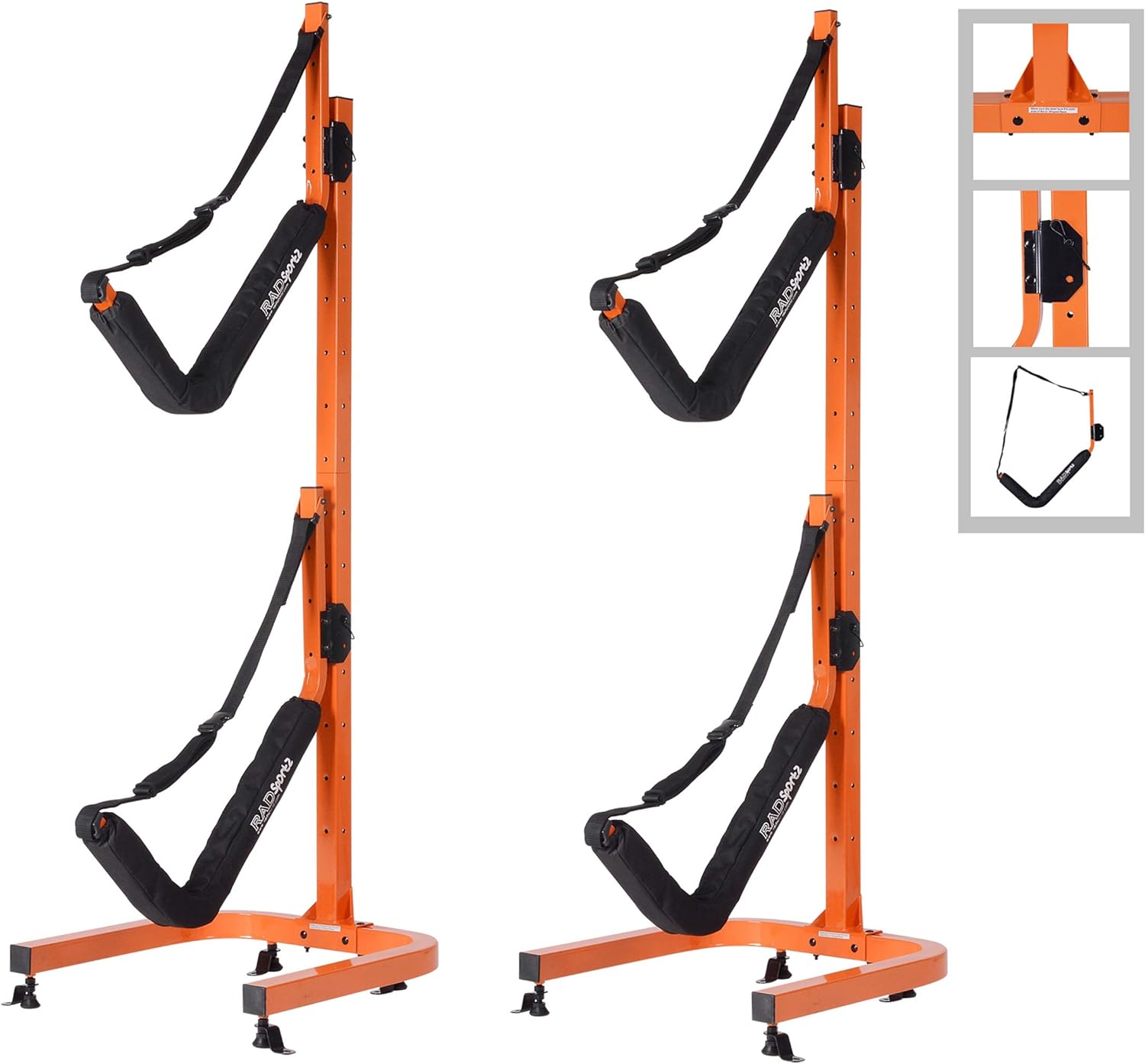 RAD Sportz Kayak Storage Rack - Freestanding Kayak Stands with Dual Arms and Adjustable Straps - Holds 2 Canoes, SUP, Paddleboards