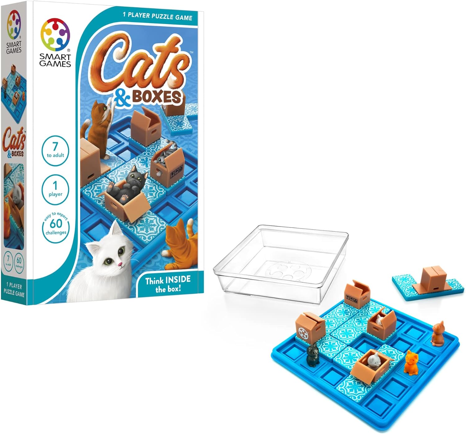 SmartGames Cats & Boxes Travel Game with 60 Challenges for Ages 7-Adult