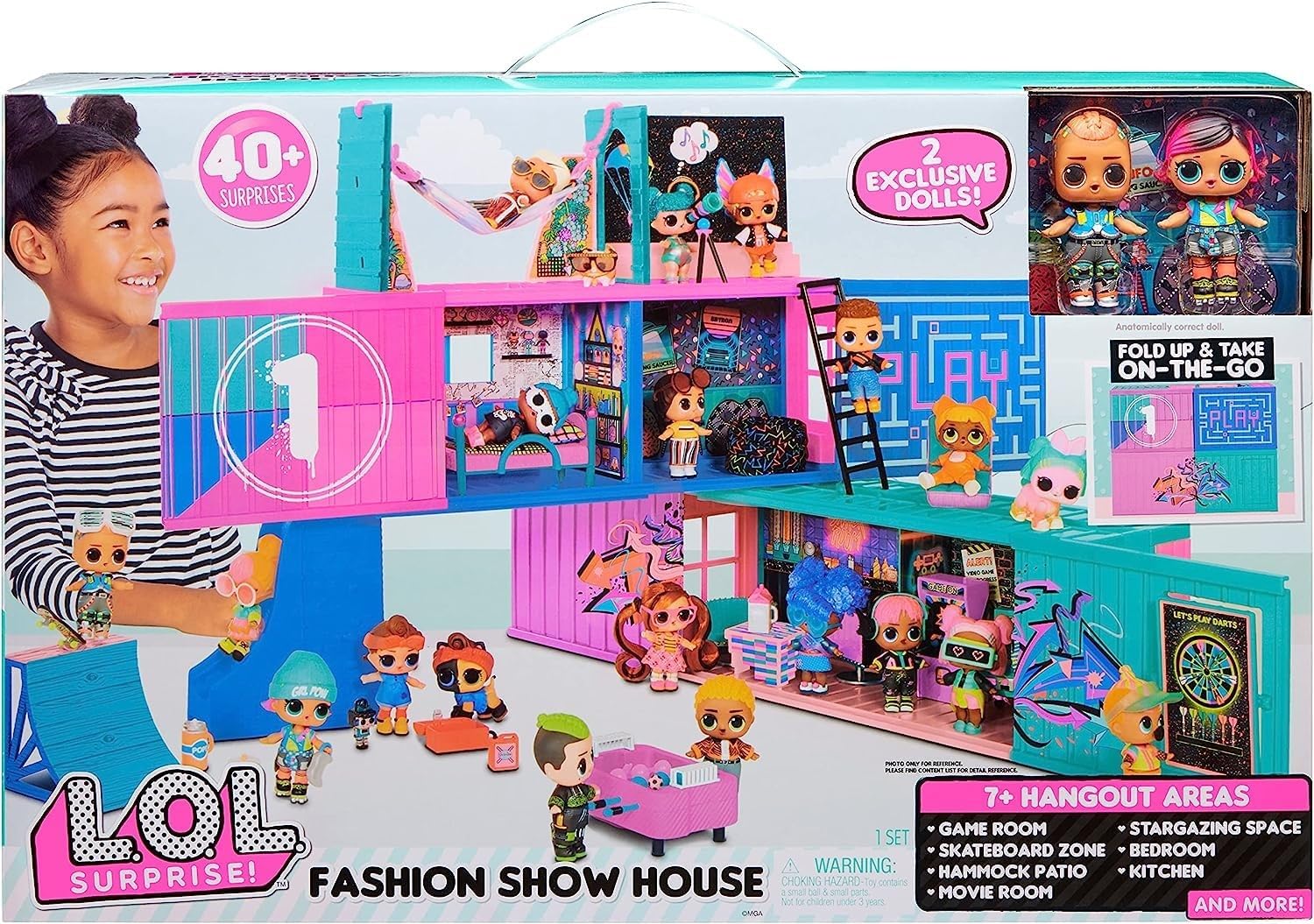 L.O.L. Surprise! Fashion Show House Playset with 40  Surprises, Including Exclusive Girl &amp; Boy Dolls, 3 Feet Wide, 7 Play Areas, Holiday Toys, Great Gift for Kids Ages 4 5 6  Years Old &amp; Collectors