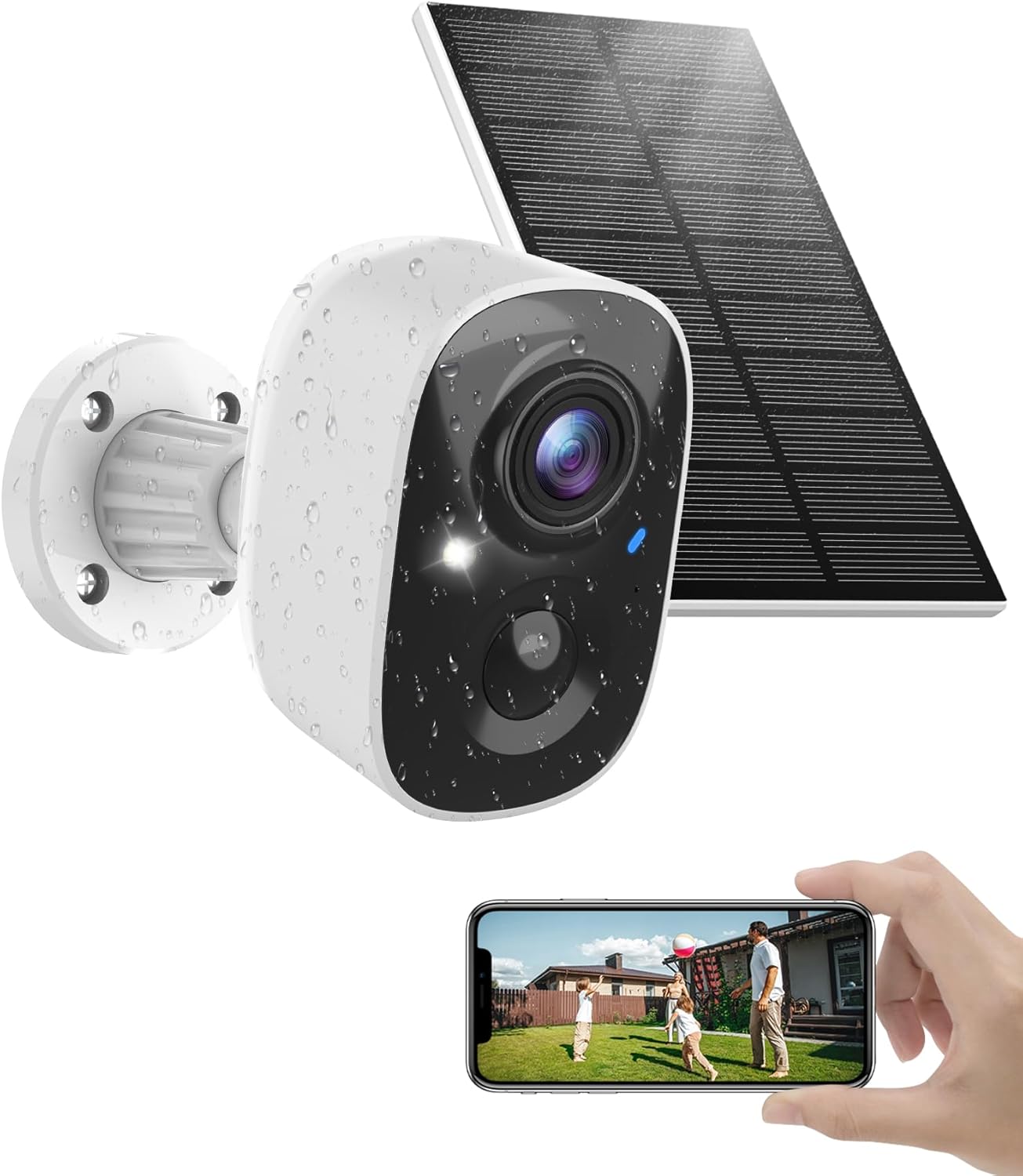 Solar Security Camera Wireless Outdoor, 2K Cameras for Home Security Outside with AI Motion Detection, Color Night Vision, Two-Way Talk, IP66 Weatherproof, 2.4GHz Wi-Fi, Cloud/SD Storage