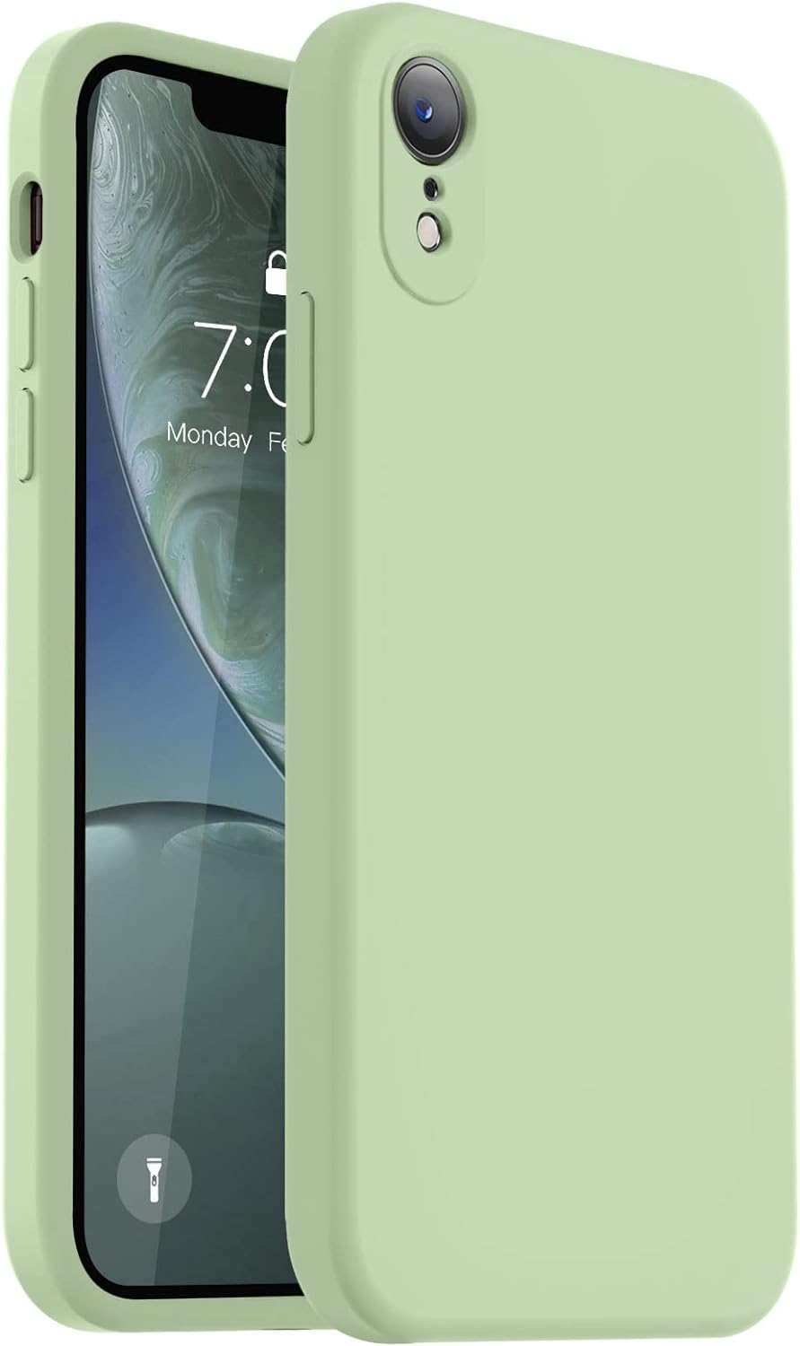 Vooii Compatible with iPhone XR Case, Upgraded Liquid Silicone with [Square Edges] [Camera Protection] [Soft Anti-Scratch Microfiber Lining] Phone Case for iPhone 10 XR 6.1 inch - Matcha