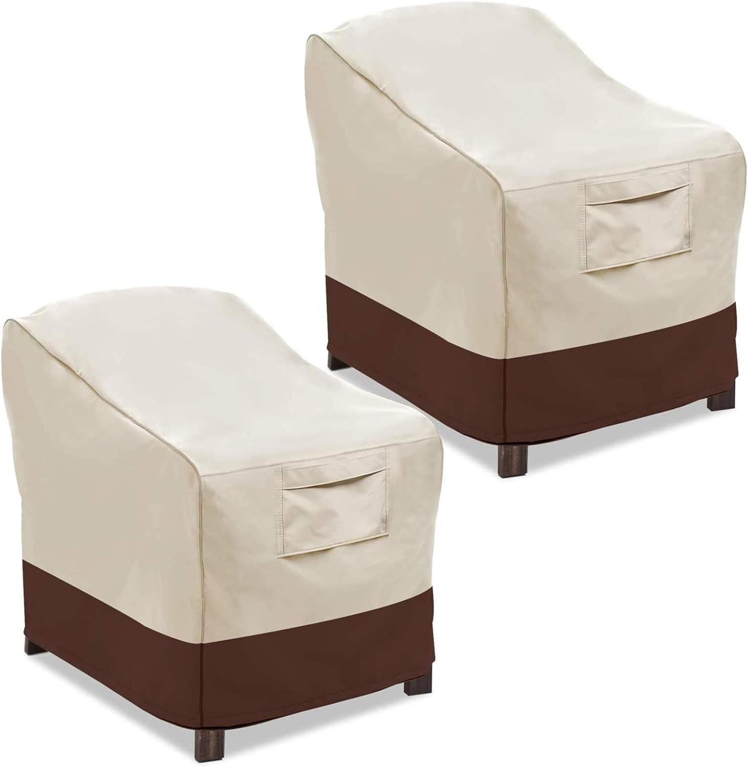 Vailge Patio Chair Covers, Lounge Deep Seat Cover, Heavy Duty and Waterproof Outdoor Lawn Patio Furniture Covers (2 Pack - Small, Beige & Brown)