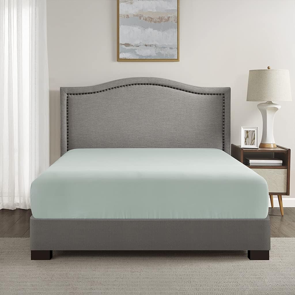Comfort Spaces Coolmax Moisture Wicking Fitted Sheet ONLY Super Soft, Fade Resistant, All Elastic Deep Pocket Fits Up to 16" Mattress - Warm Weather Cooling Sheets for Night Sweats, King, Aqua