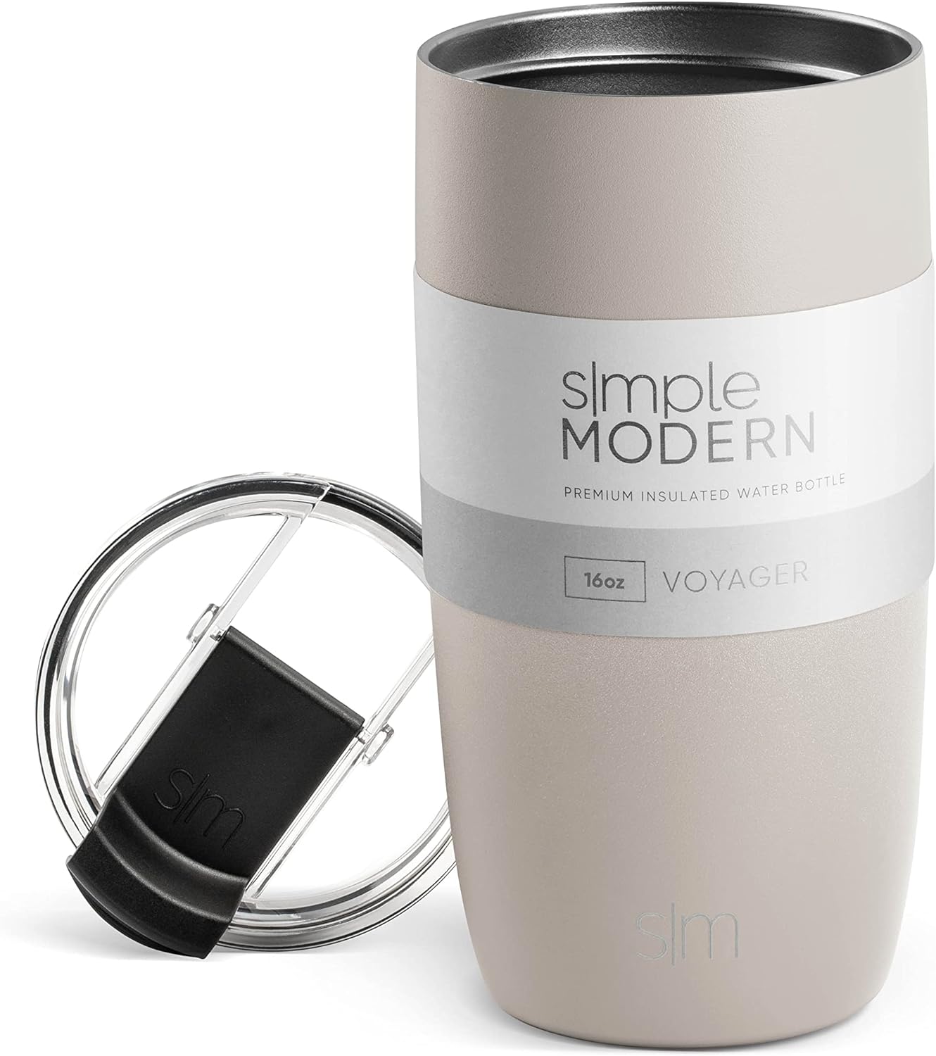 Simple Modern Travel Coffee Mug Tumbler with Flip Lid | Reusable Insulated Stainless Steel Cold Brew Iced Coffee Cup Thermos | Gifts for Women Men Him Her | Voyager Collection | 16oz | Almond Birch