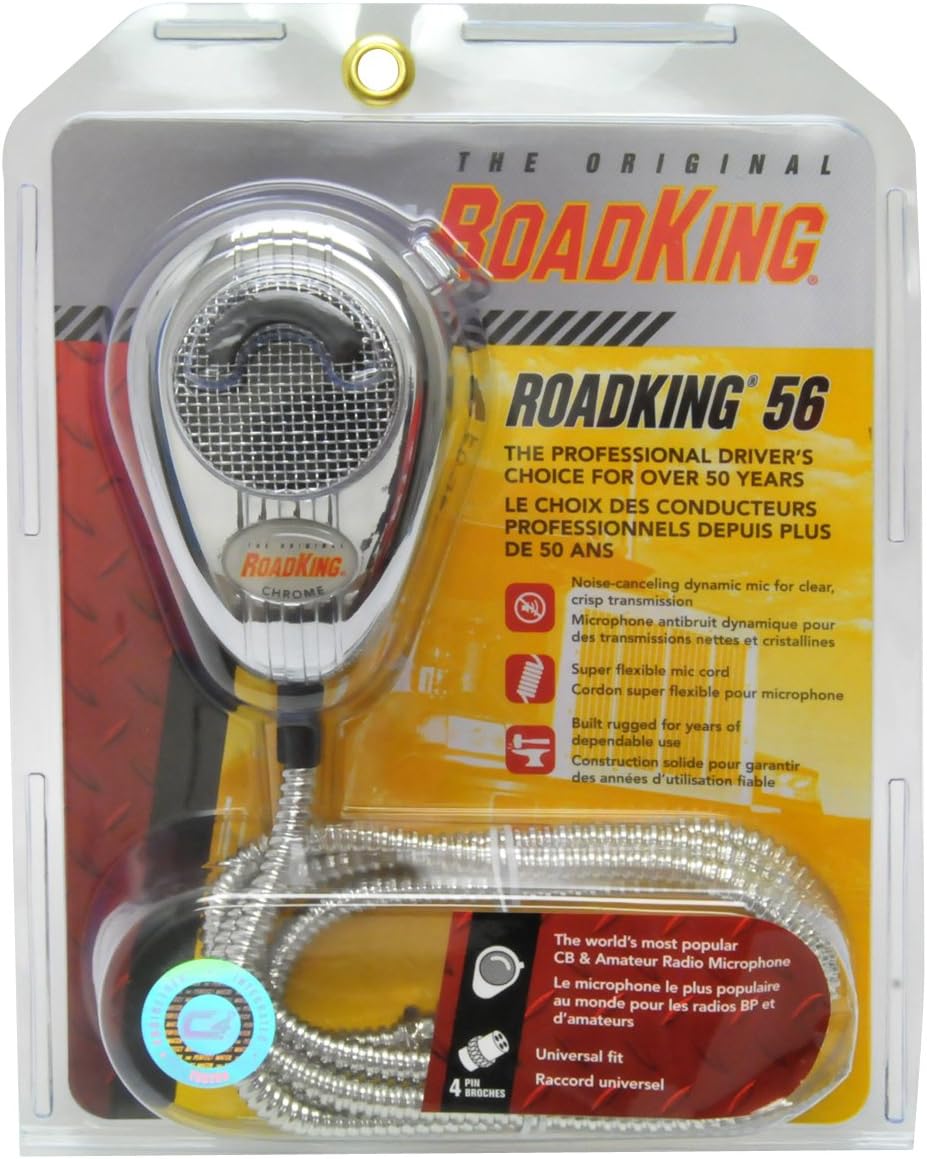 RoadKing RK56CHSS Chrome Noise Canceling CB Microphone with Chrome Flex Cord,XLR, Silver