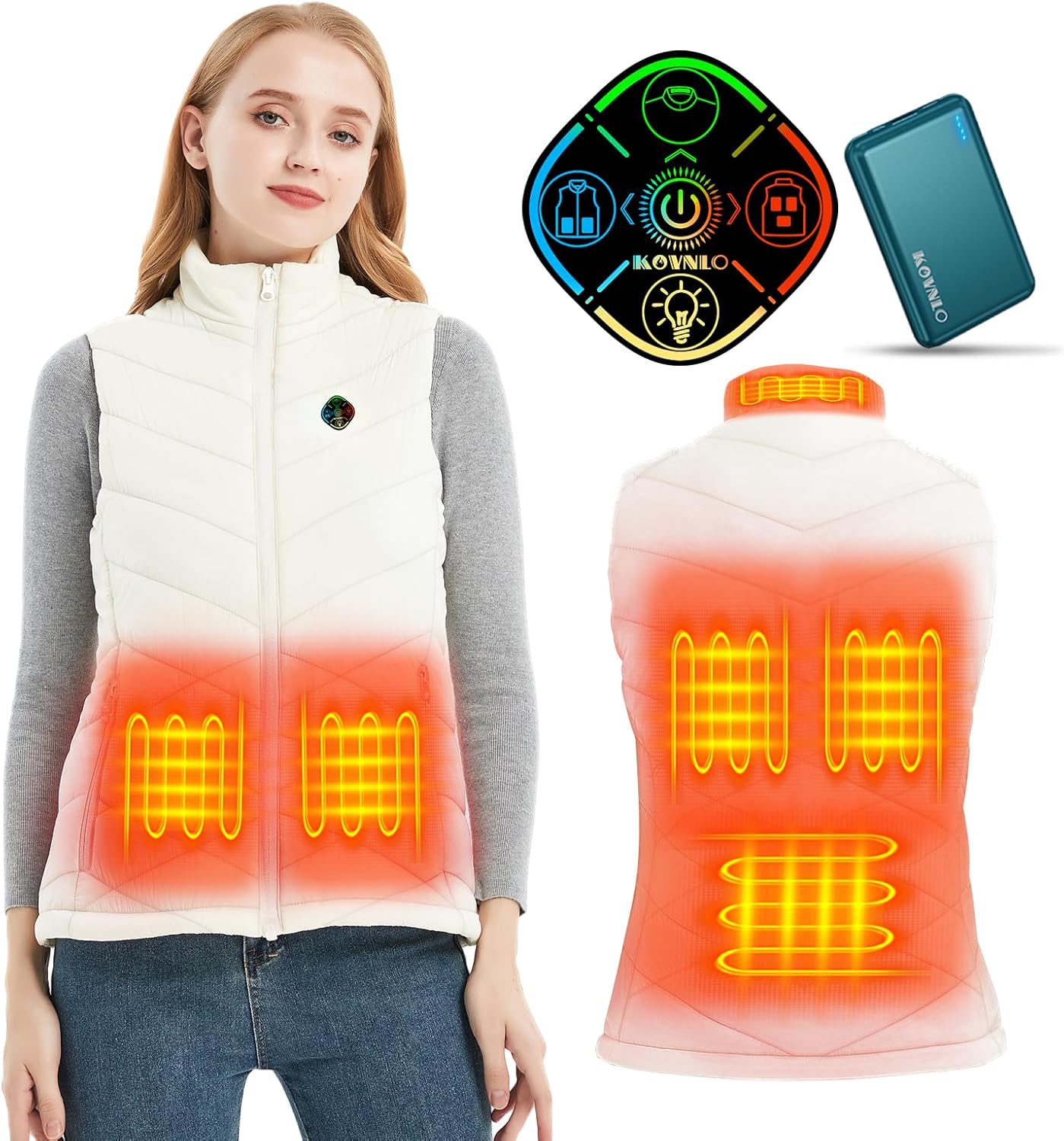 KOVNLO Heated Vest for Women with Battery Pack Included, Warming Slim Fit Rechargeable Electric Heating Vest