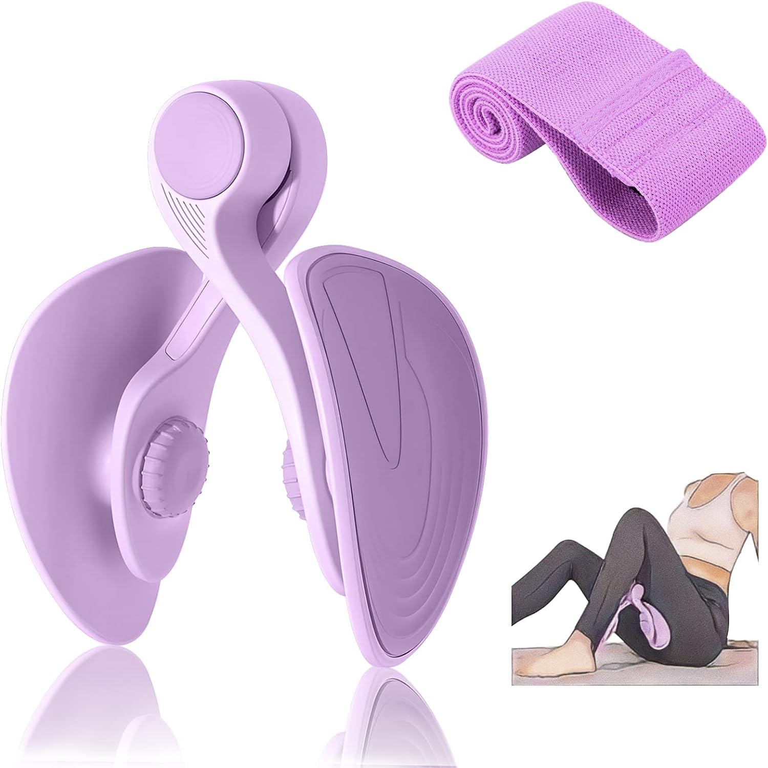 Thigh Master Hip Trainer Kegel Exerciser, Pelvic Floor Trainer, Kegel Trainer for Postpartum Rehabilitation, Trimmer Inner Thigh, Thigh Toner Workout (Purple)