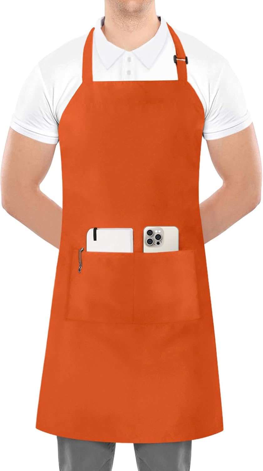 Utopia Kitchen 2 Pack Bib Apron, Adjustable with 2 Pockets, Water and Oil Resistant, Cooking Kitchen Chef Apron for Women Men