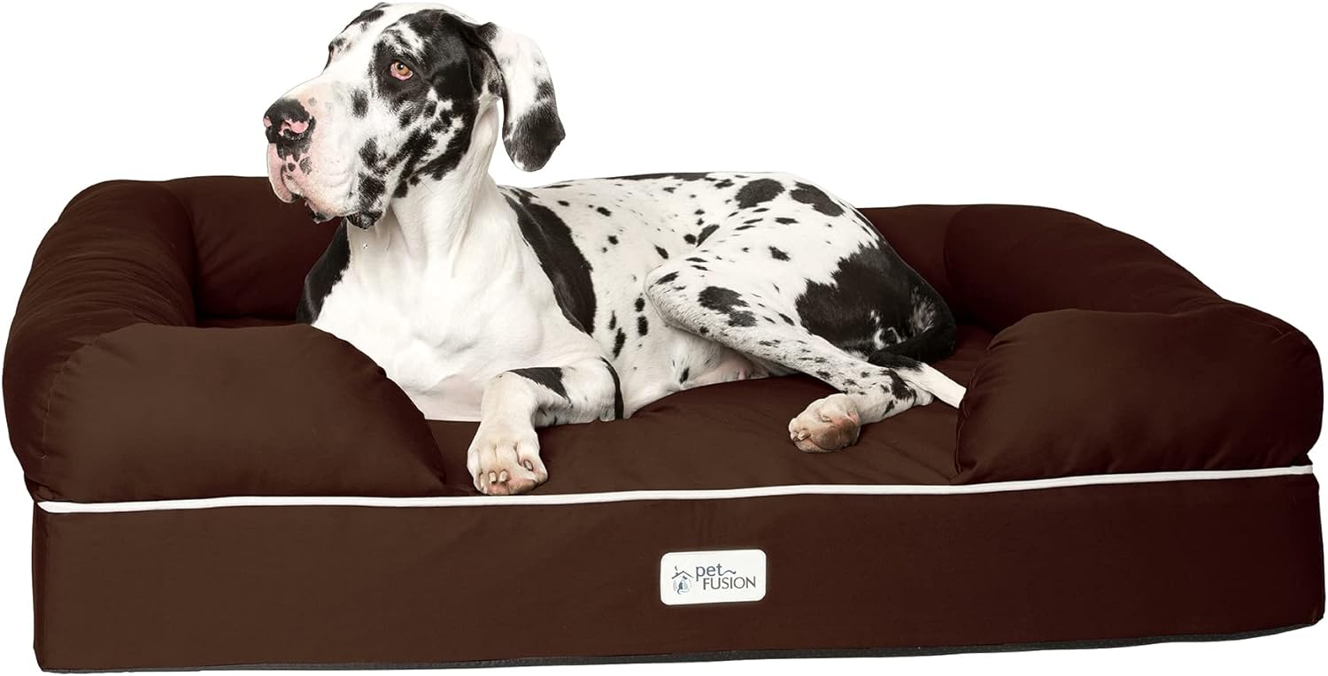 PetFusion Ultimate Dog Bed, Orthopedic Memory Foam, Multiple Sizes/Colors, Medium Firmness Pillow, Waterproof Liner, YKK Zippers, Breathable 35% Cotton Cover, 1yr. Warranty,Brown, XXL Jumbo (50x40")