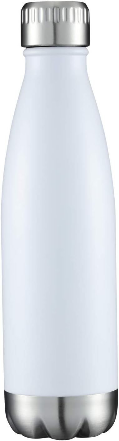 HASLE OUTFITTERS 17oz Stainless Steel Water Bottles, Vacuum Insulated Water Bottles Double Walled Powder Coated Reusable Metal Sports Water Bottles Keep Drinks Hot and Cold, White, 1Pack