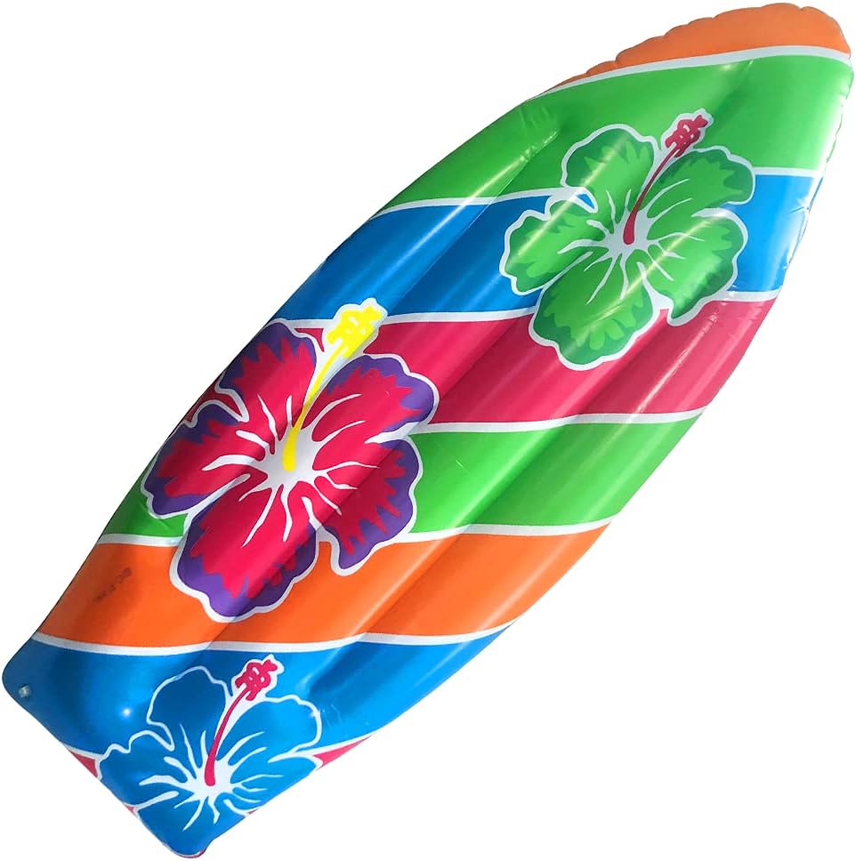 ArtCreativity Luau Surfboard Inflate, Inflatable Surfboard for Beach, Tropical and Luau Party Decorations, Inflatable Pool Toy for Kids and Adults, Beach Party Inflate