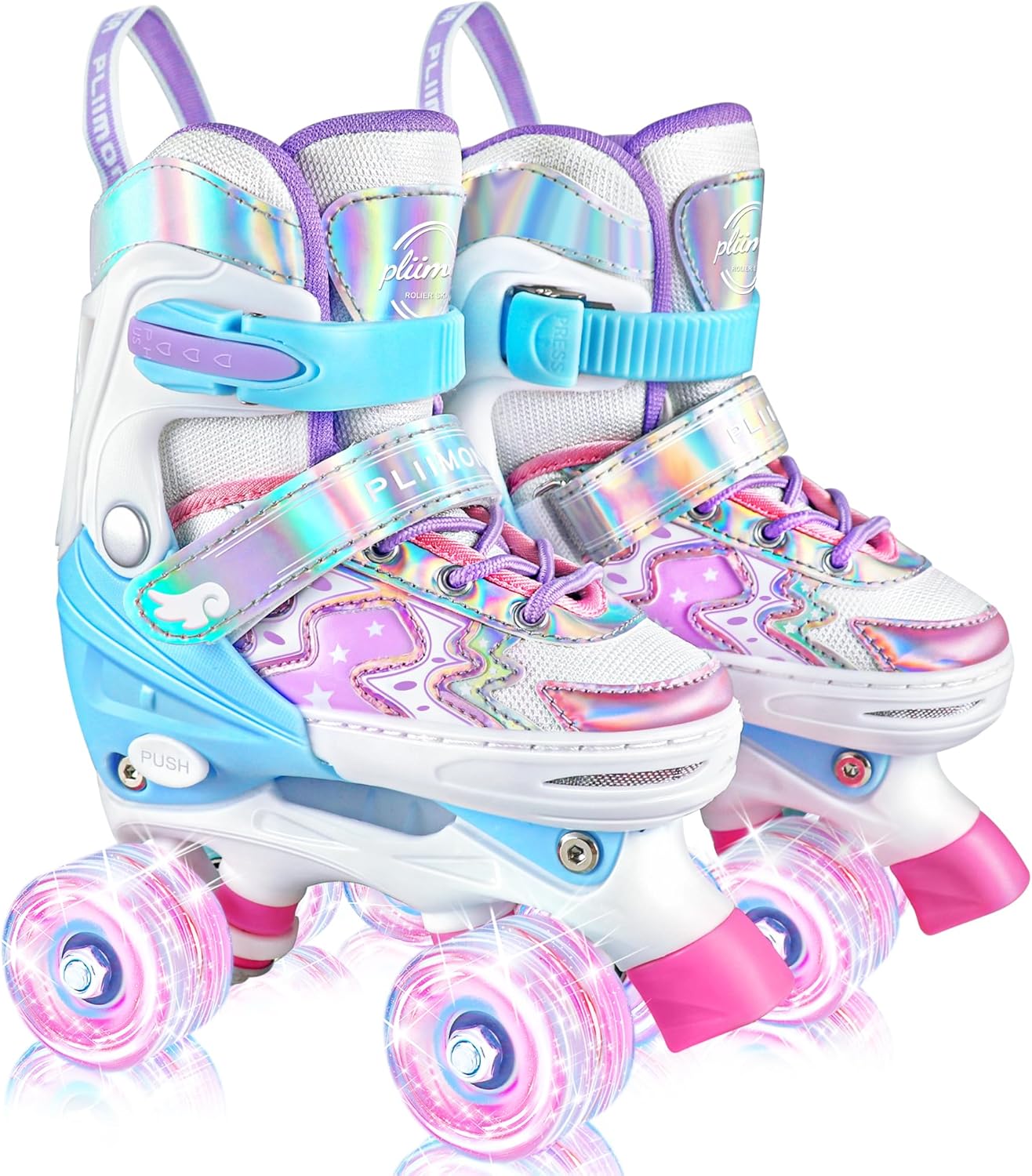 Kids Roller Skates Girls Ages 3-12, Toddler Roller Skates for Boys, 4 Size Adjustable Roller Skates for Beginners