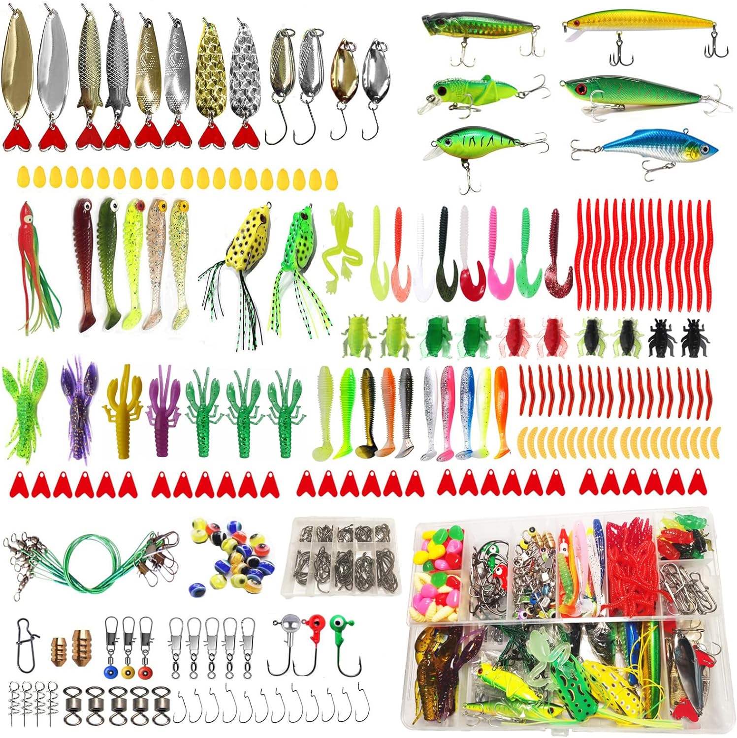 437/243Pcs Fishing Lures Kit for Freshwater &Saltwater,Bass Fishing Lure Kit Trout Bass Salmon Walleye, Fishing Hooks,Fishing Tackle Box, Fishing Accessories Kit, Lifelike Fish Bait