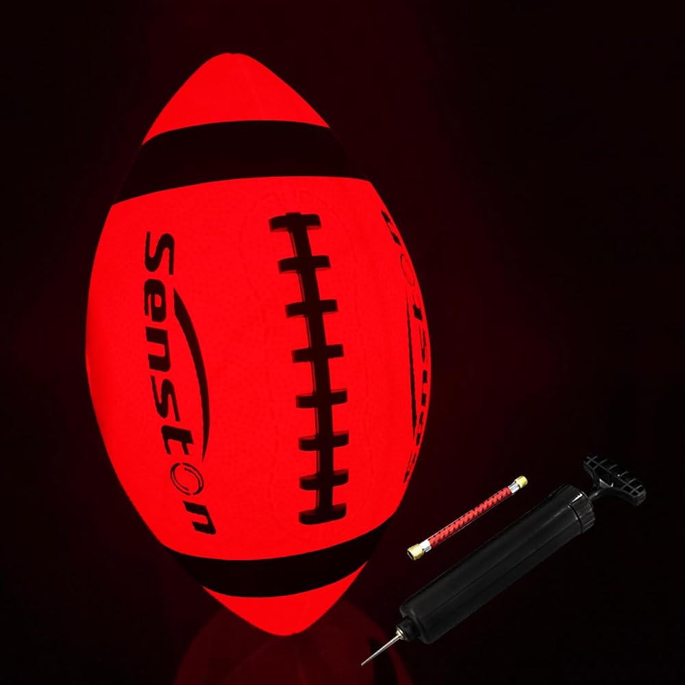 Senston Glow in The Dark Football Size 6 - Junior/Youth Light Up Football Ball Glowing Football Gifts for Kids Football Fans