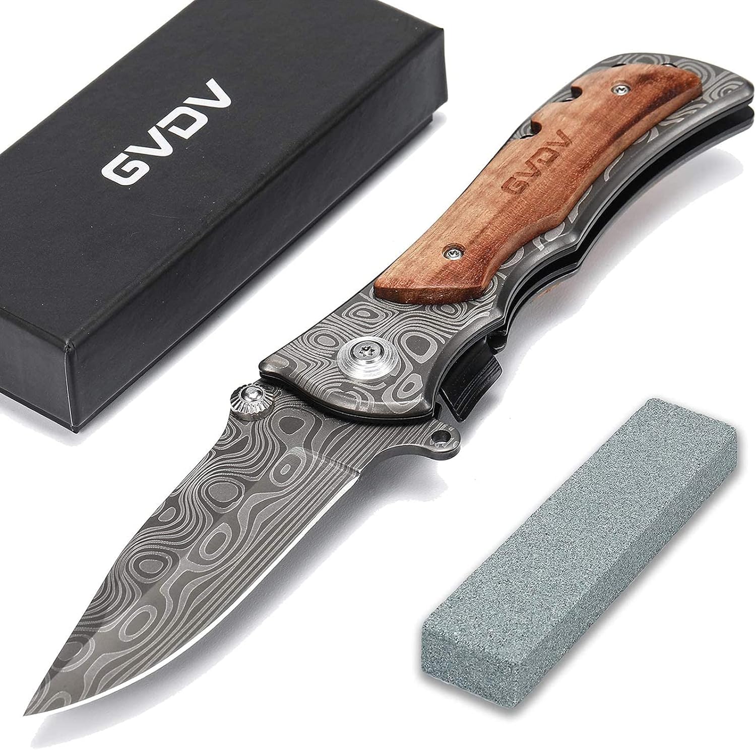 GVDV Pocket Folding Knife for Men, 3.5 Blade 7Cr17 Steel Pocket Knives& Folding Knives with Safety Liner-Lock, Tactical Camping Hunting Fishing Survival Knife, Fathers Day Gifts